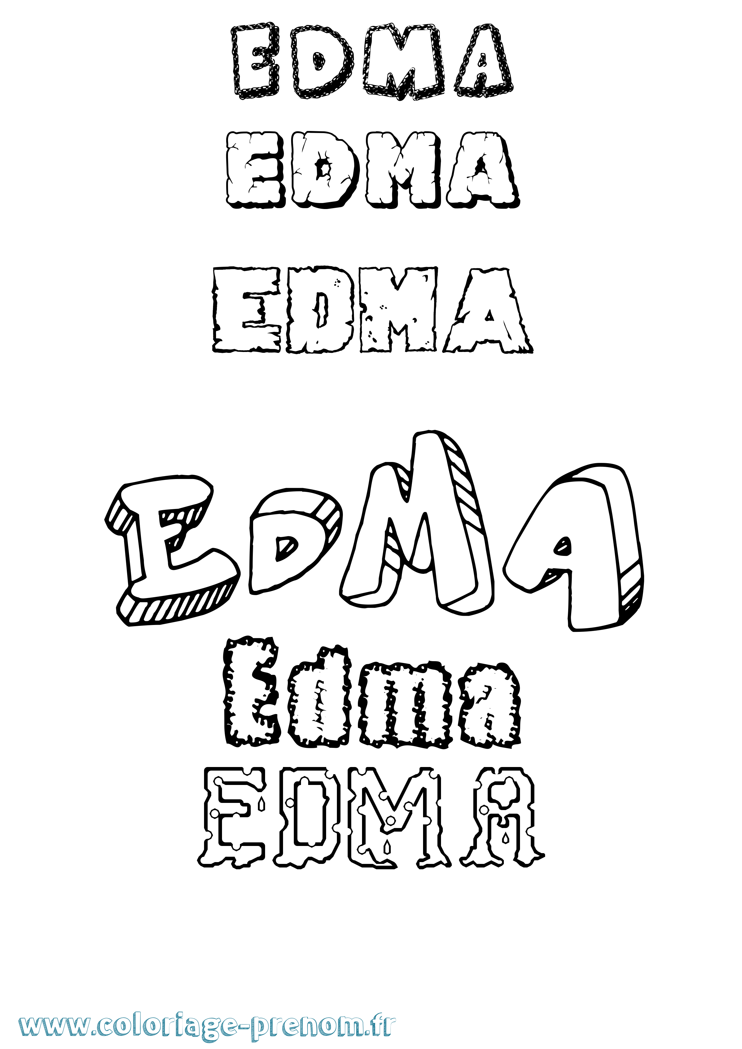 Coloriage Edma Destructuré Coloriage prénom Edma Destructuré