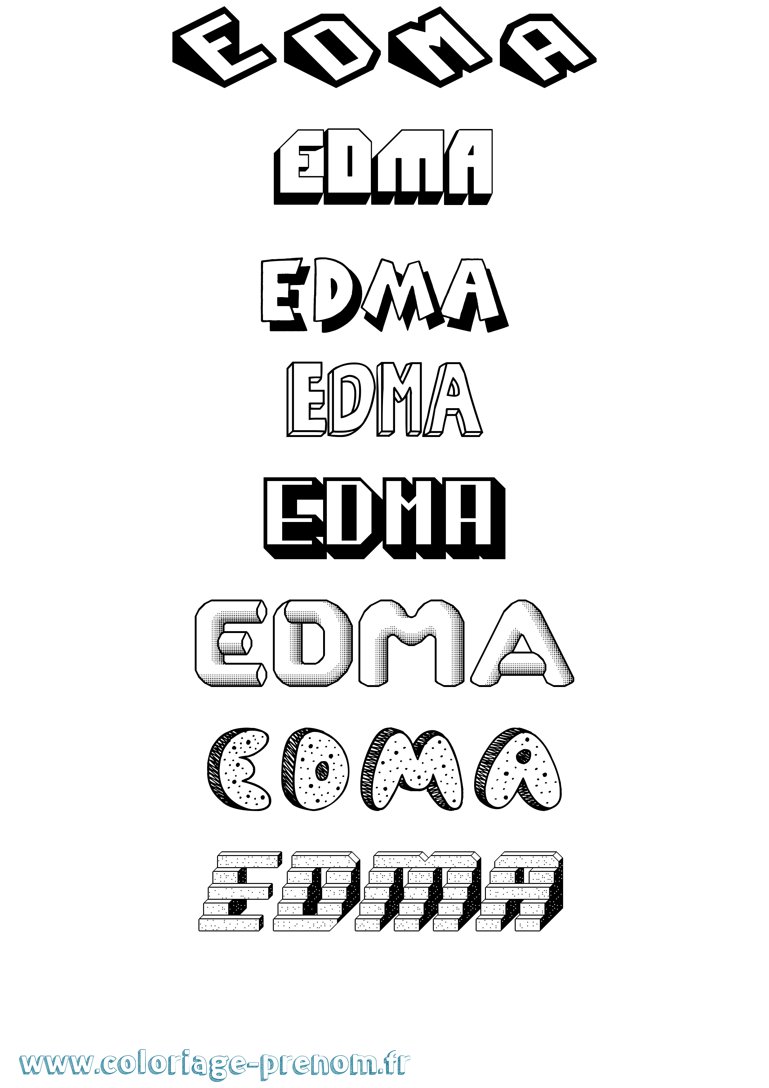 Coloriage Edma Effet 3D Coloriage prénom Edma Effet 3D