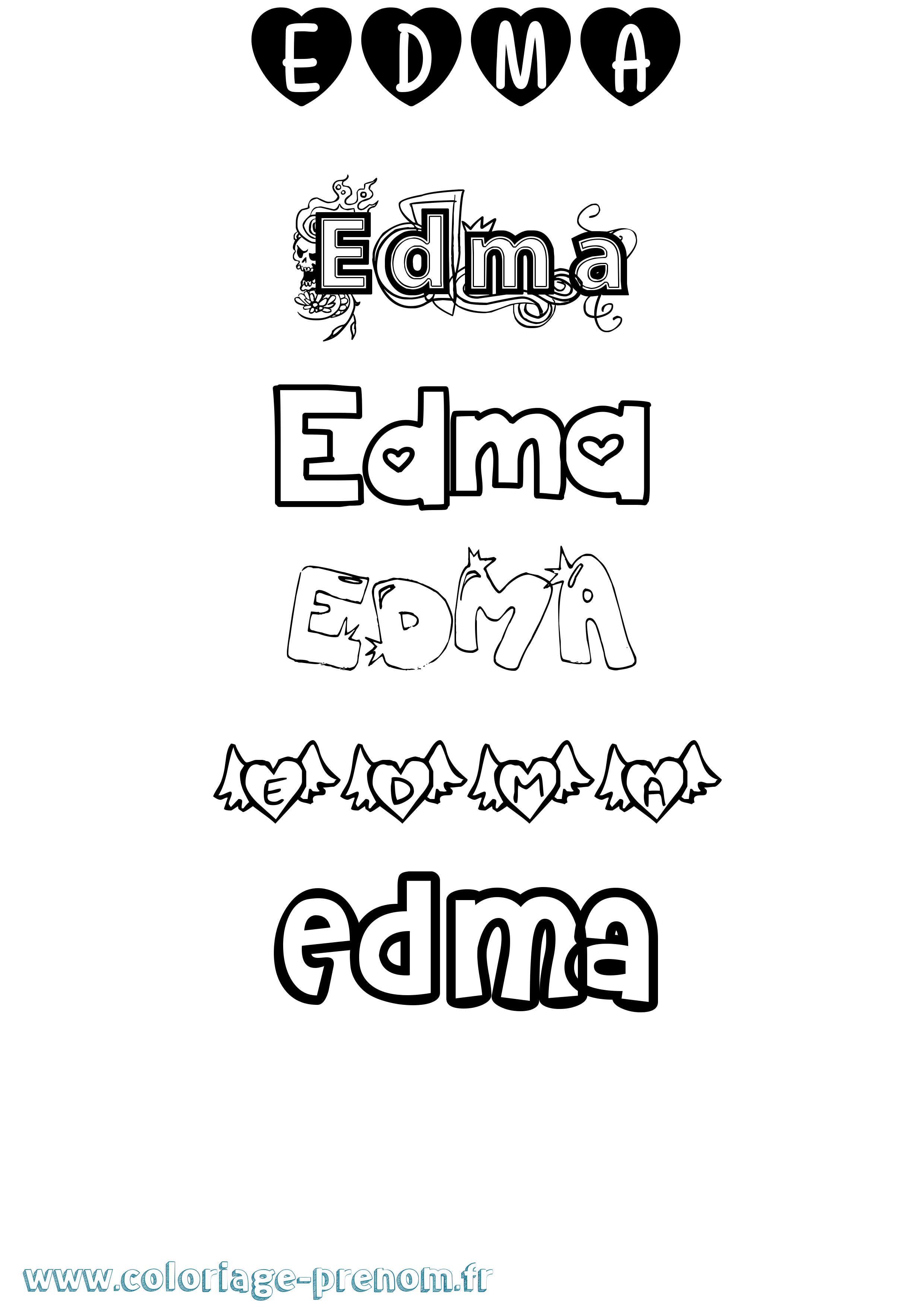 Coloriage Edma Girly Coloriage prénom Edma Girly