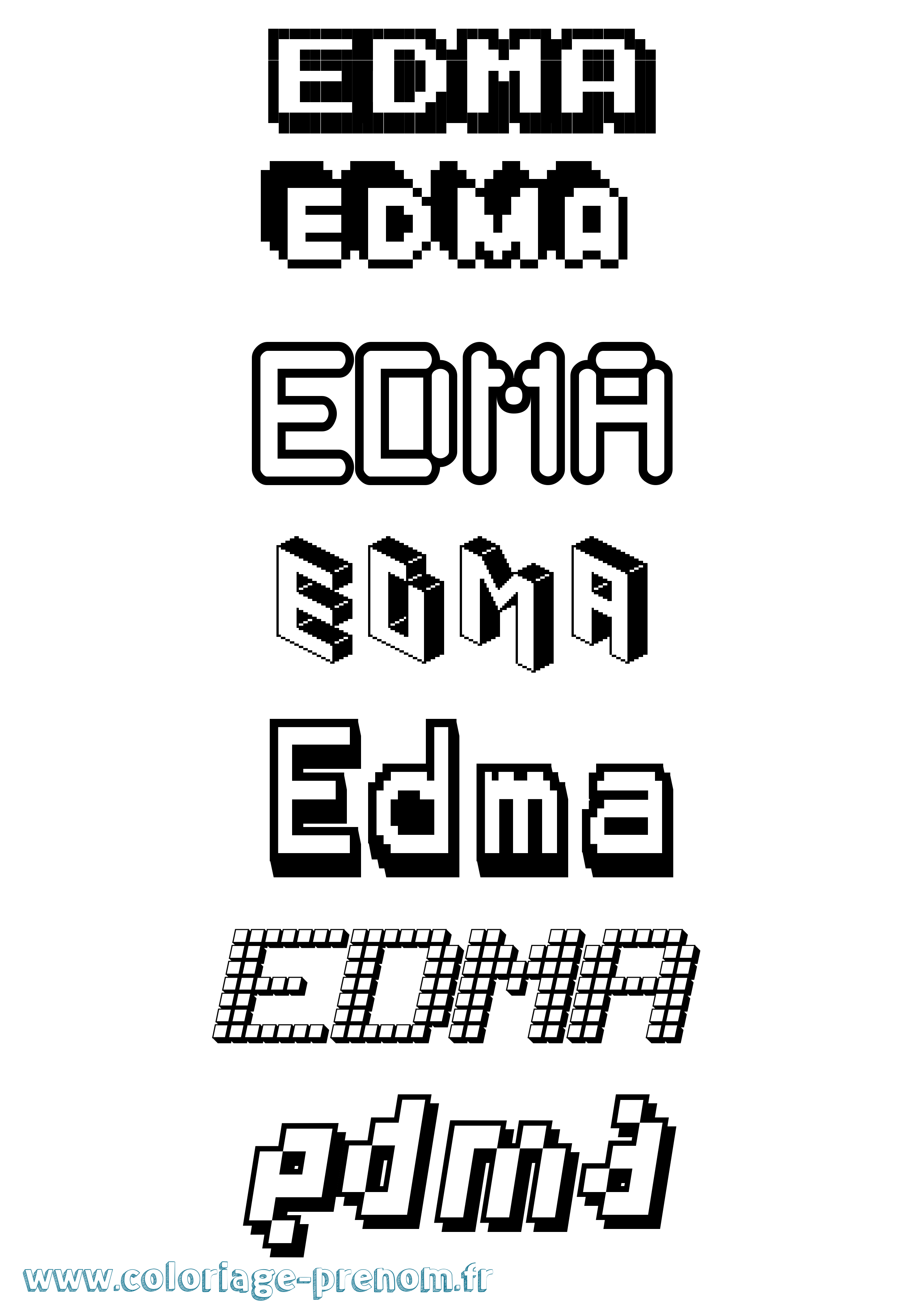 Coloriage Edma Pixel Coloriage prénom Edma Pixel