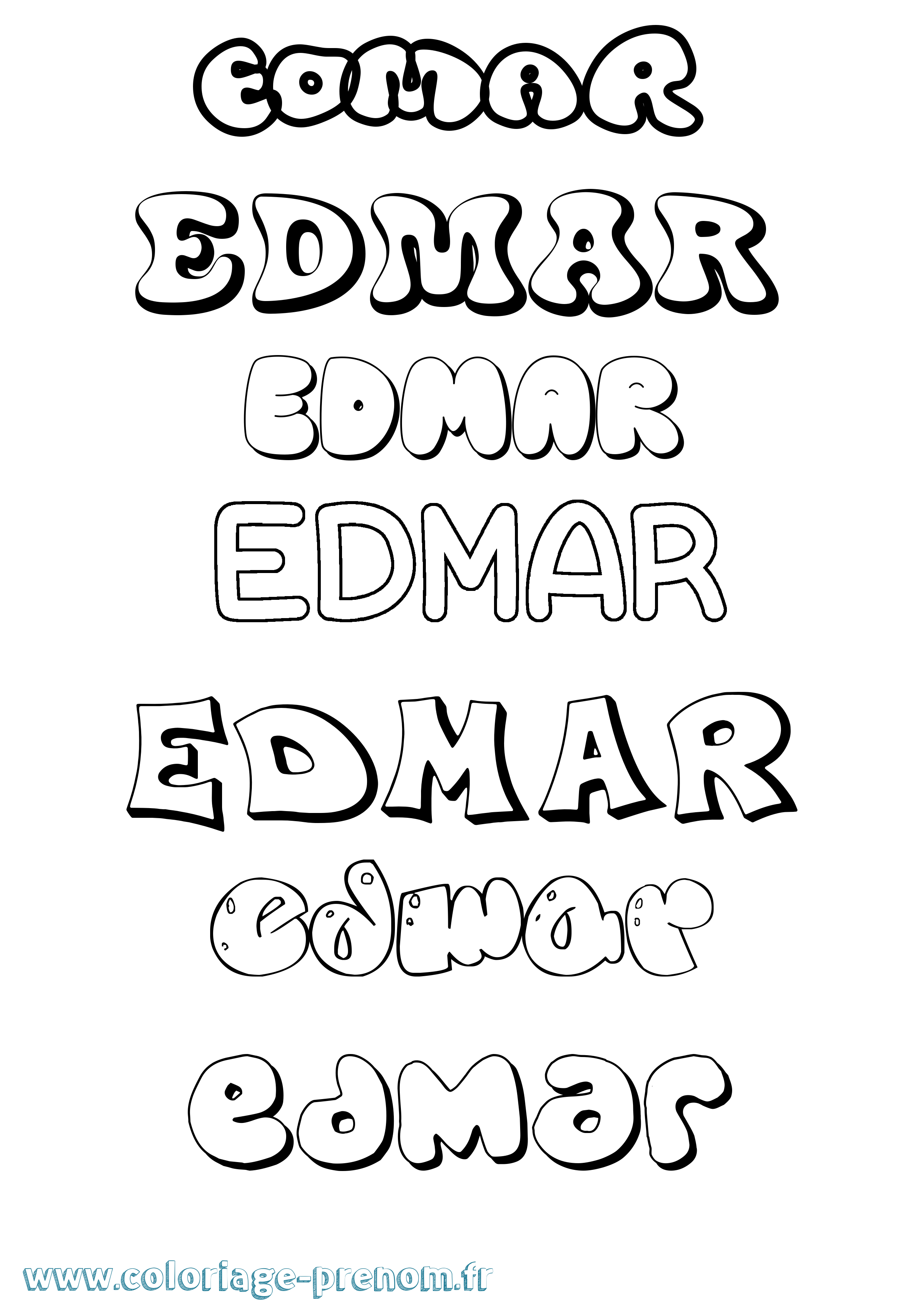 Coloriage prénom Edmar Bubble