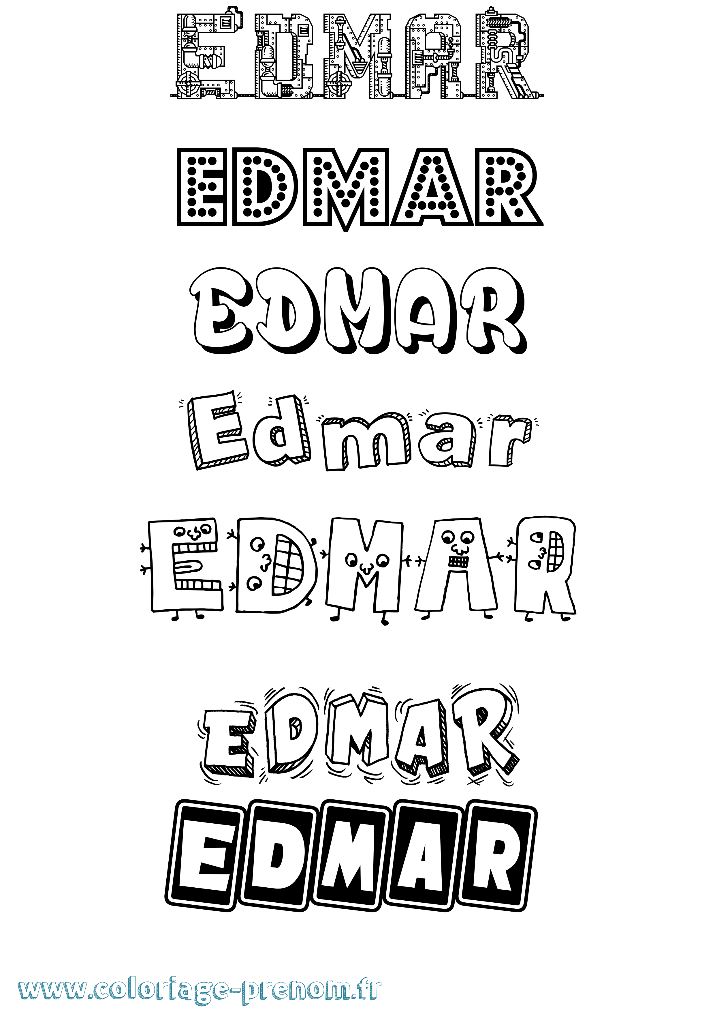 Coloriage prénom Edmar Fun
