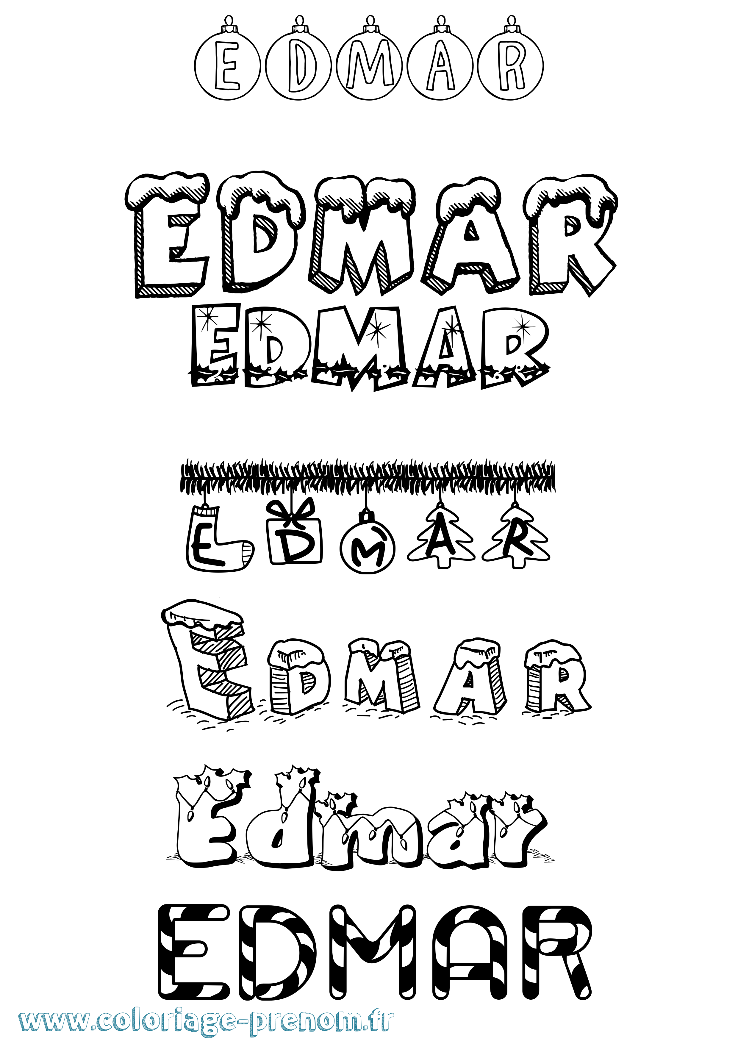 Coloriage prénom Edmar Noël