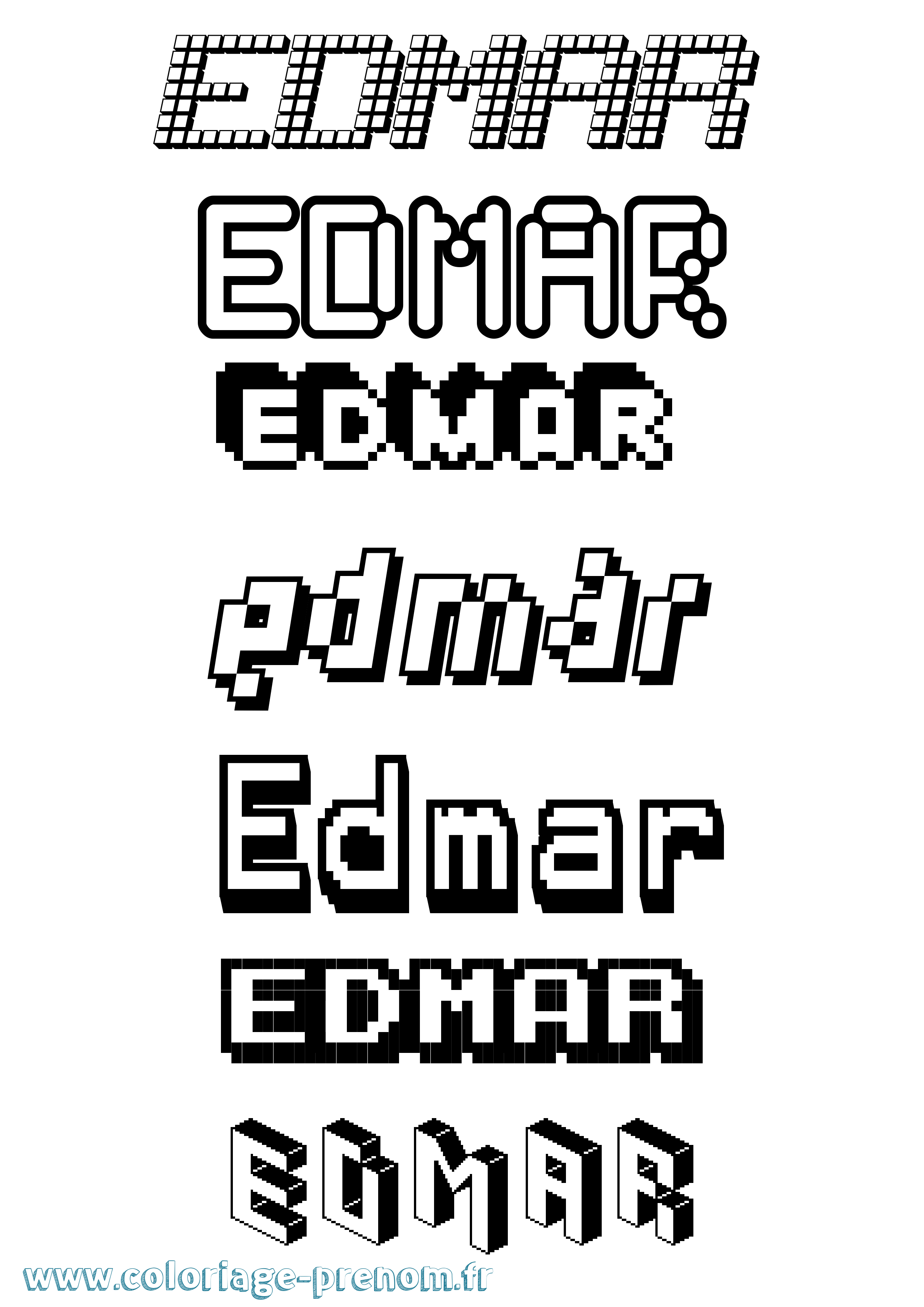 Coloriage prénom Edmar Pixel