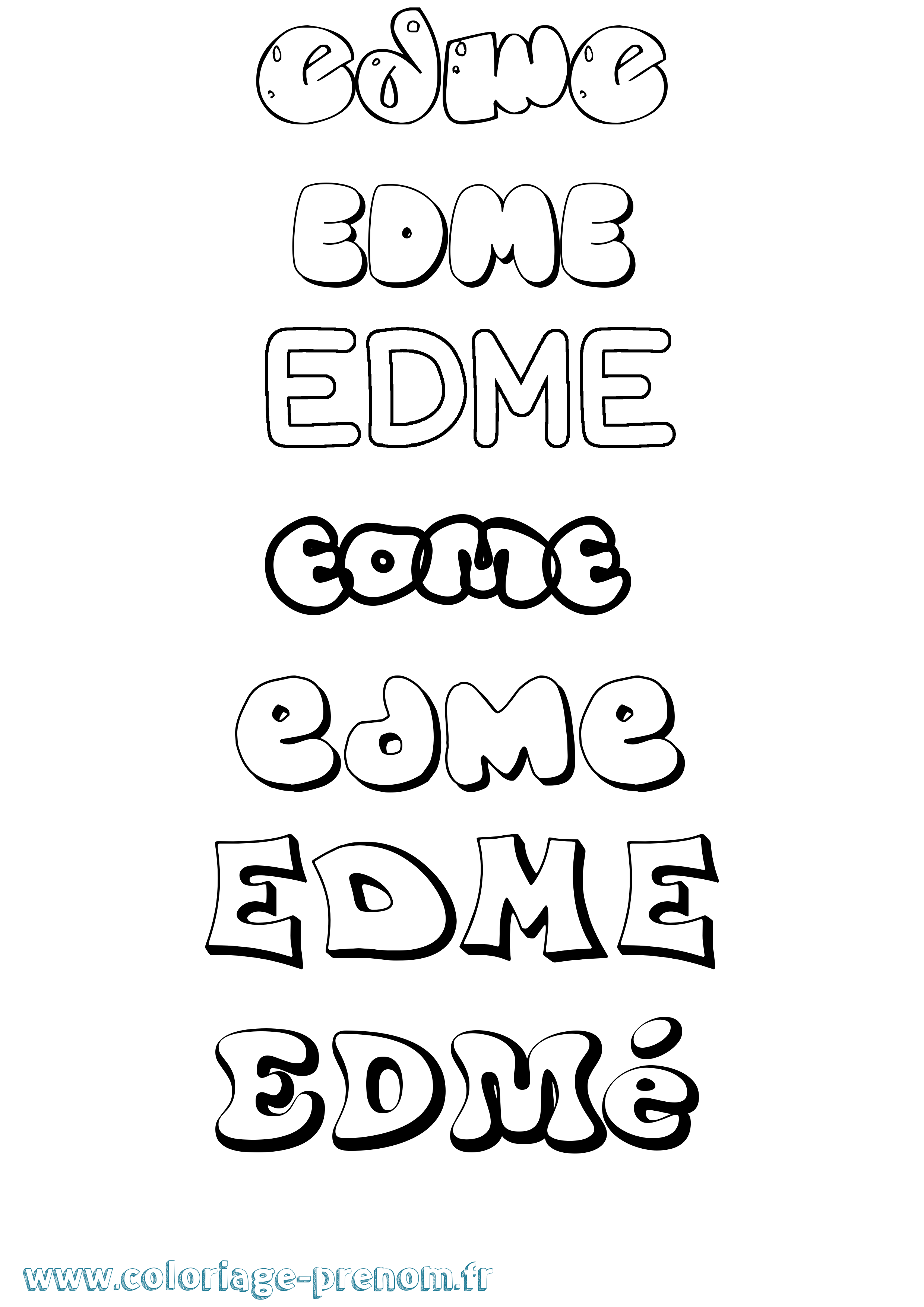 Coloriage Edmé Bubble Coloriage prénom Edmé Bubble