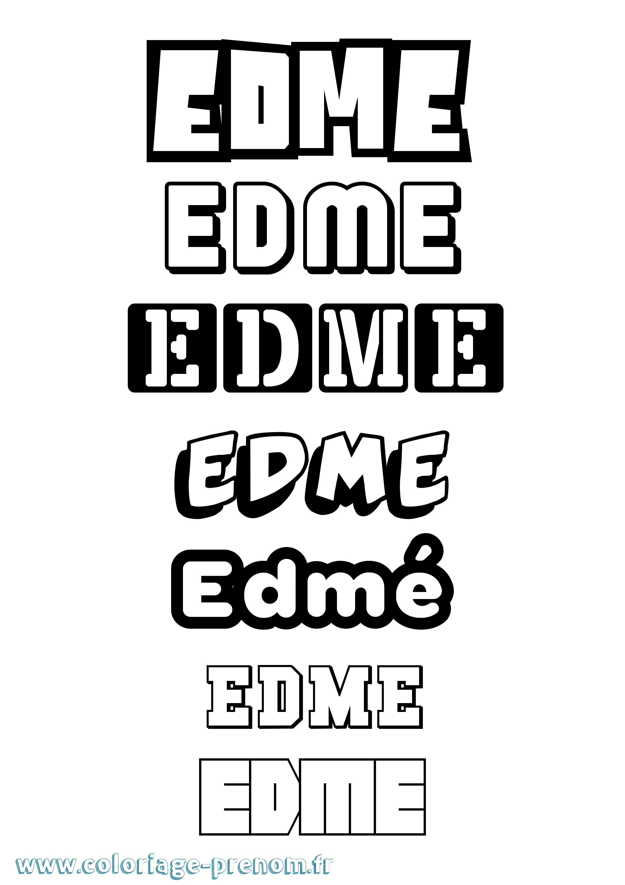 Coloriage Edmé Simple Coloriage prénom Edmé Simple
