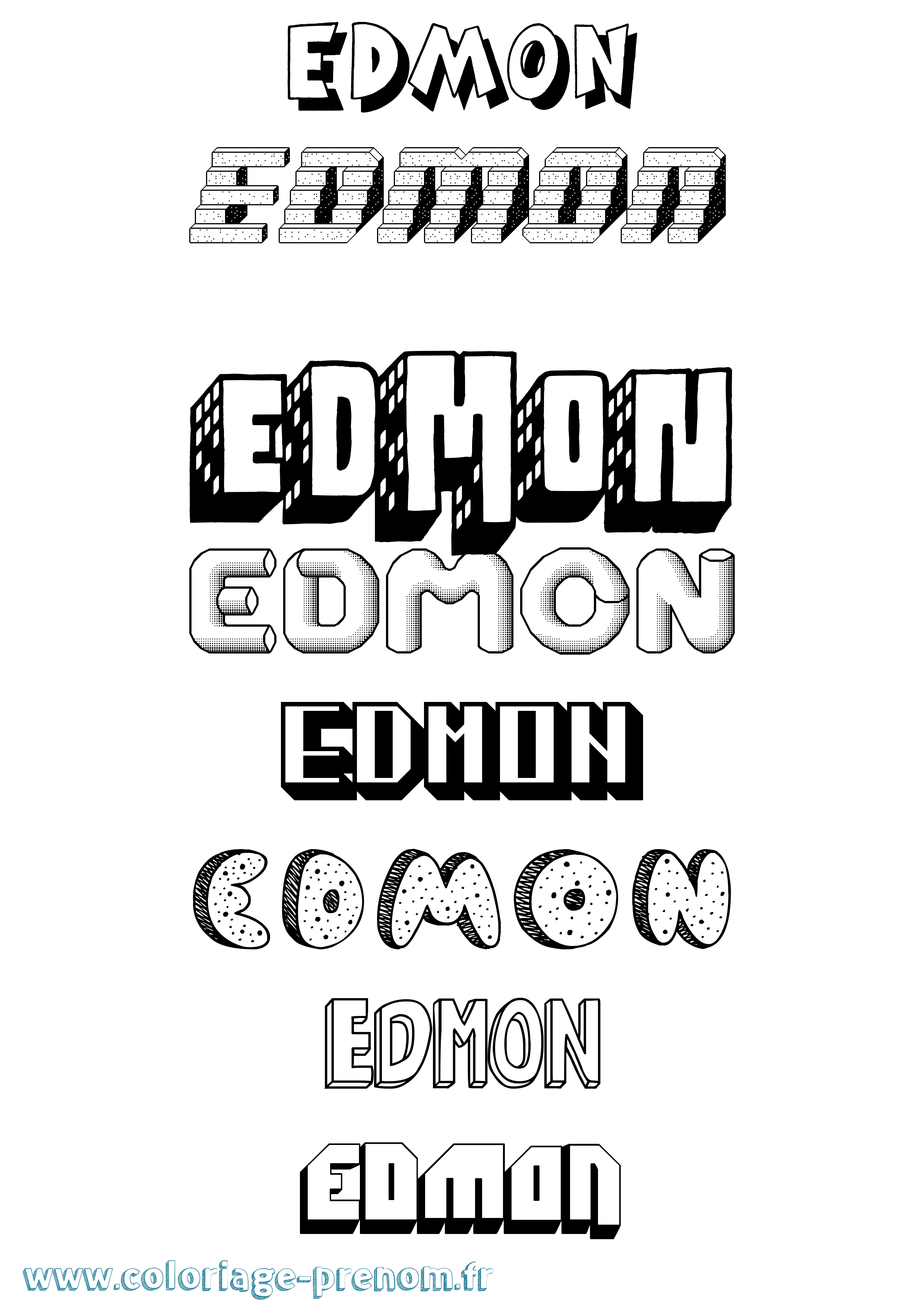 Coloriage Edmon Effet 3D Coloriage prénom Edmon Effet 3D