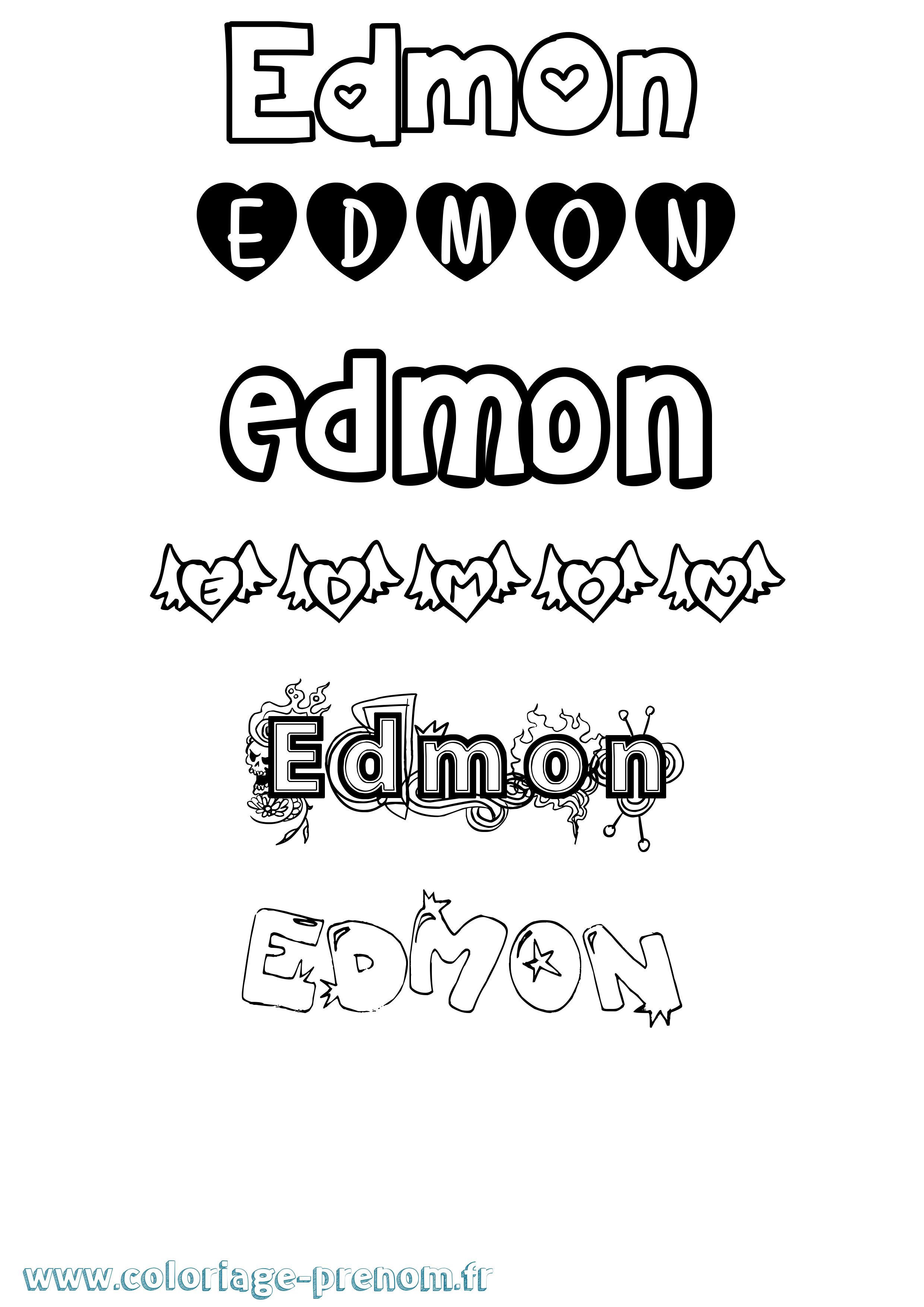 Coloriage Edmon Girly Coloriage prénom Edmon Girly