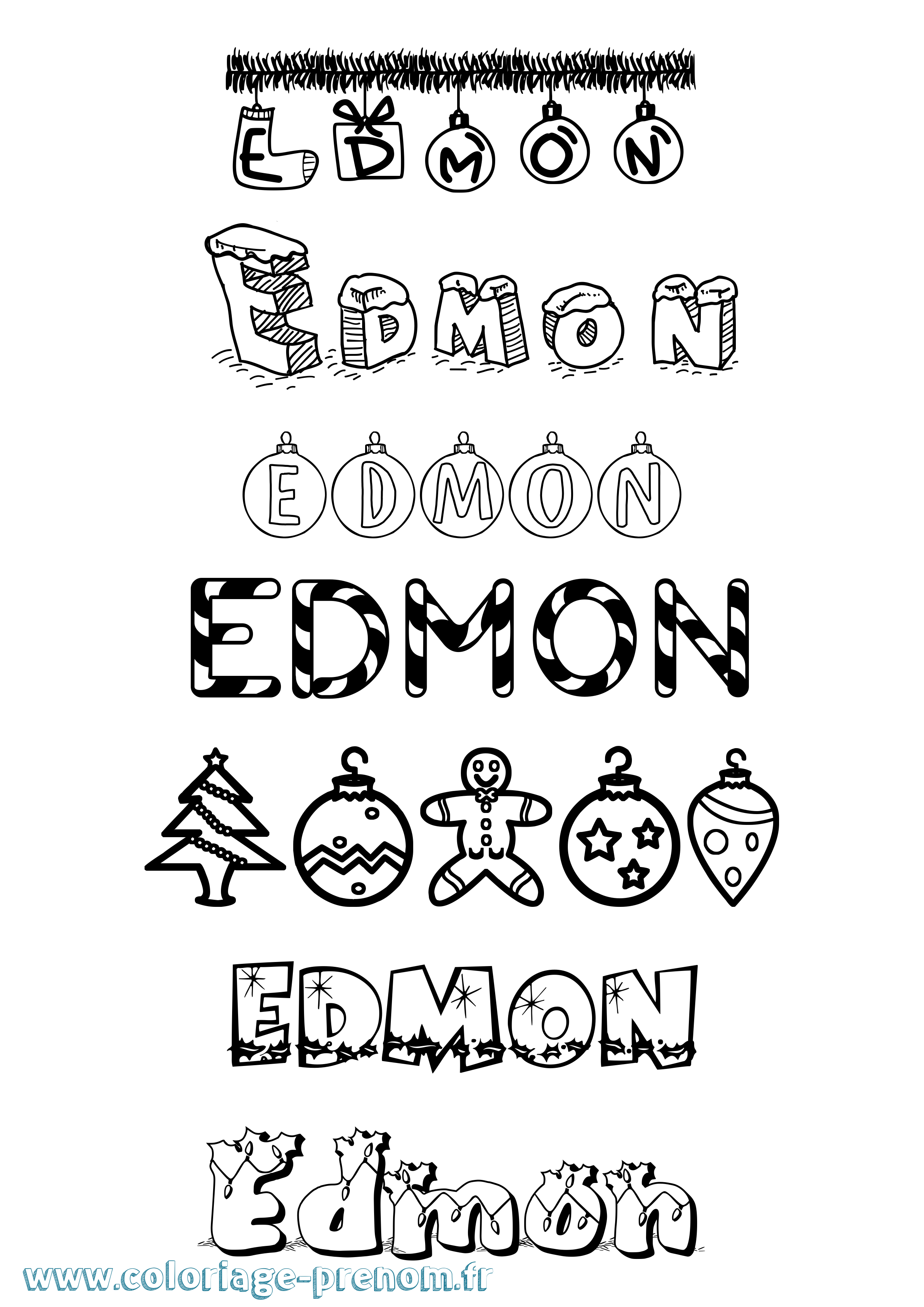 Coloriage Edmon Noël Coloriage prénom Edmon Noël