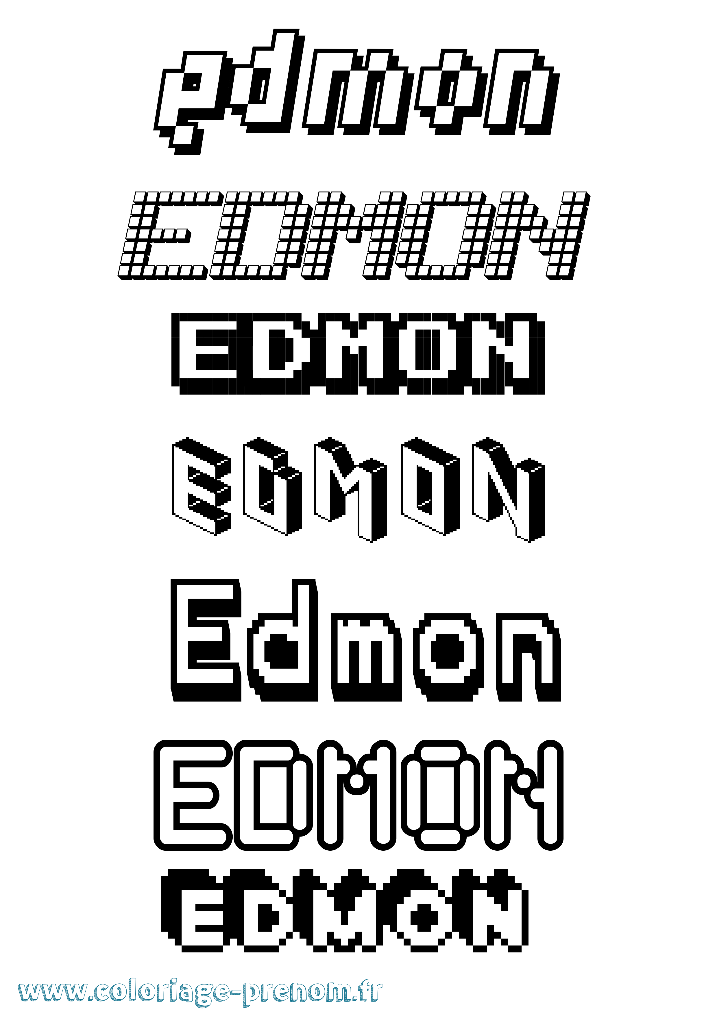 Coloriage Edmon Pixel Coloriage prénom Edmon Pixel