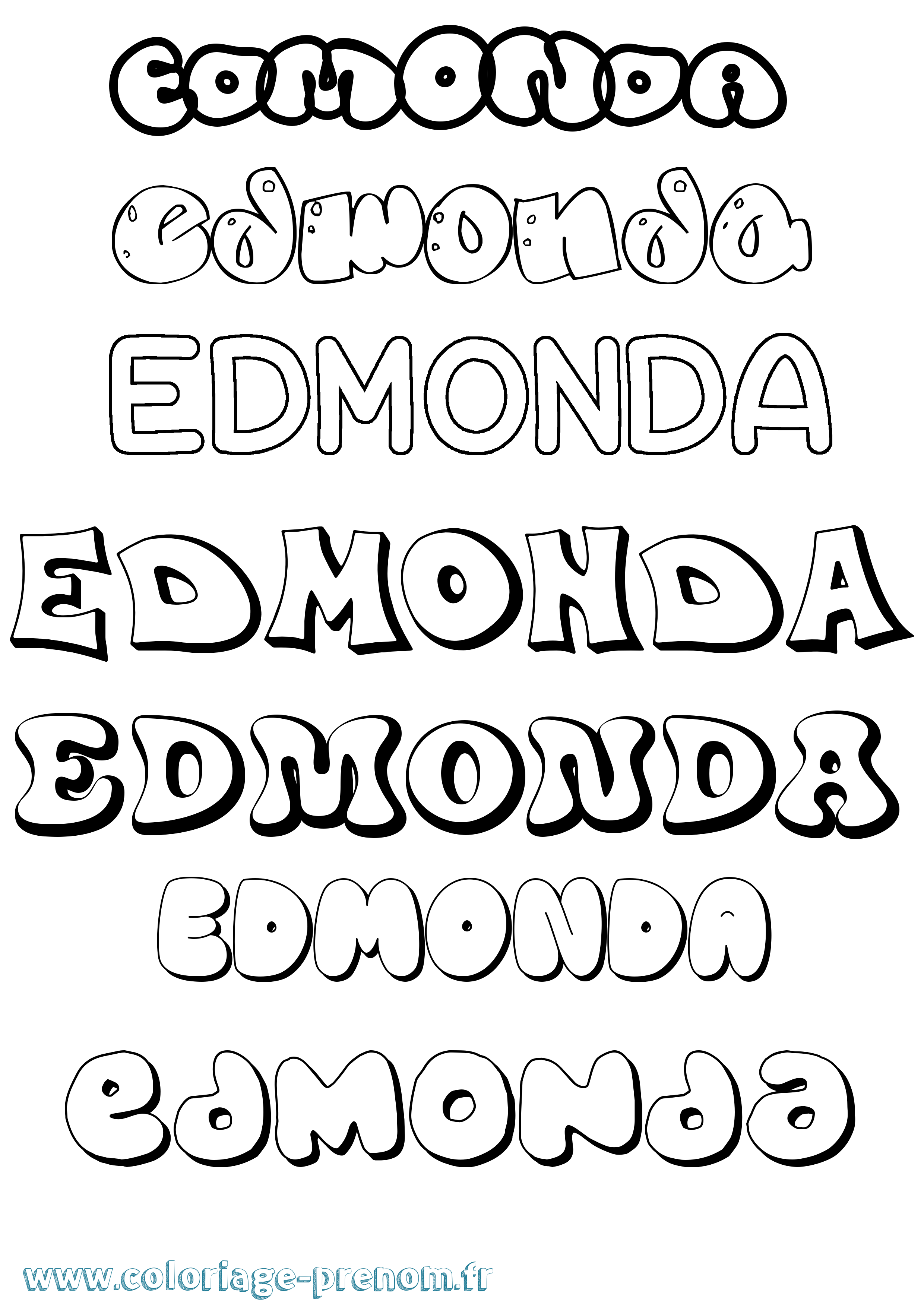 Coloriage Edmonda Bubble Coloriage prénom Edmonda Bubble