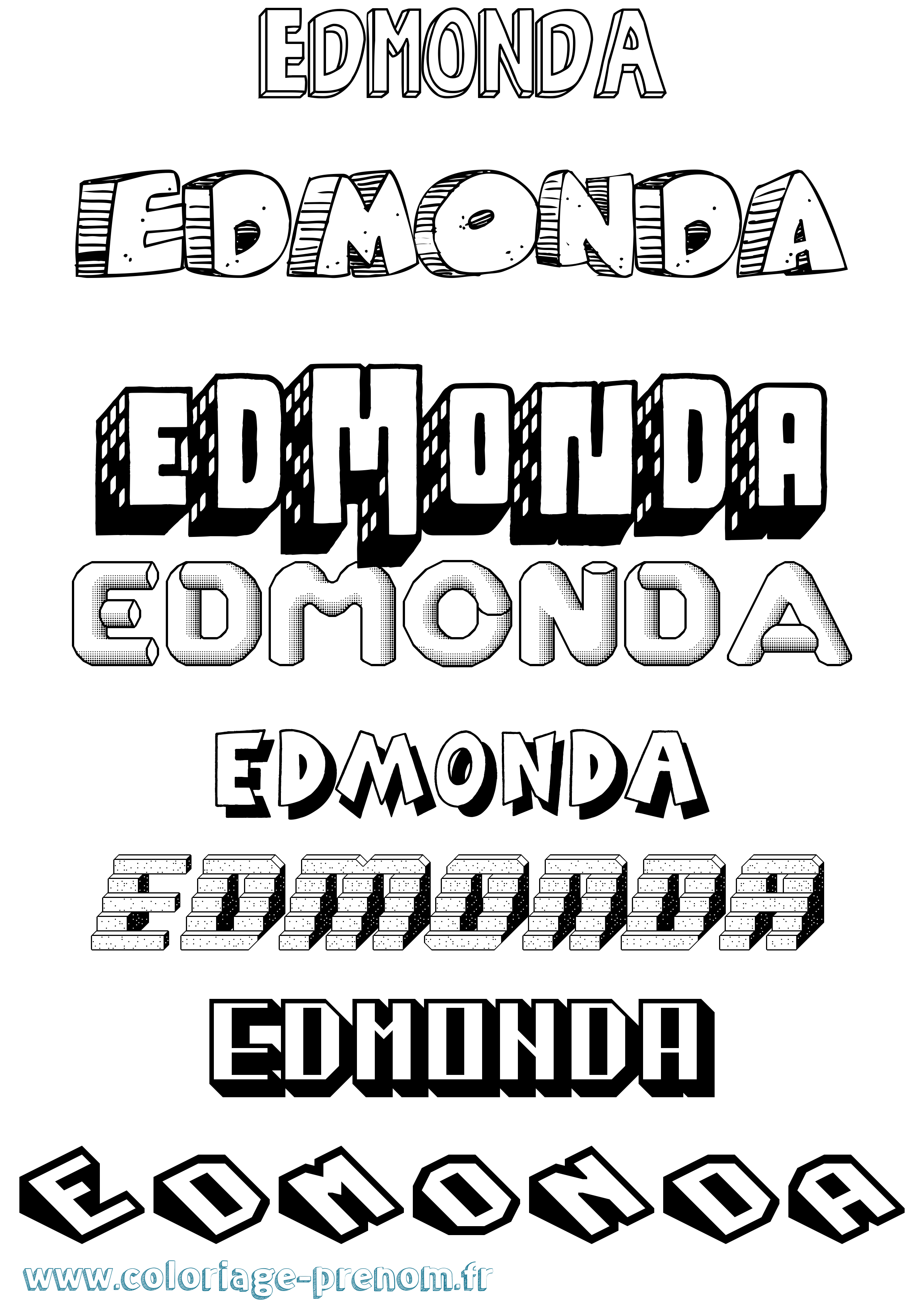 Coloriage Edmonda Effet 3D Coloriage prénom Edmonda Effet 3D