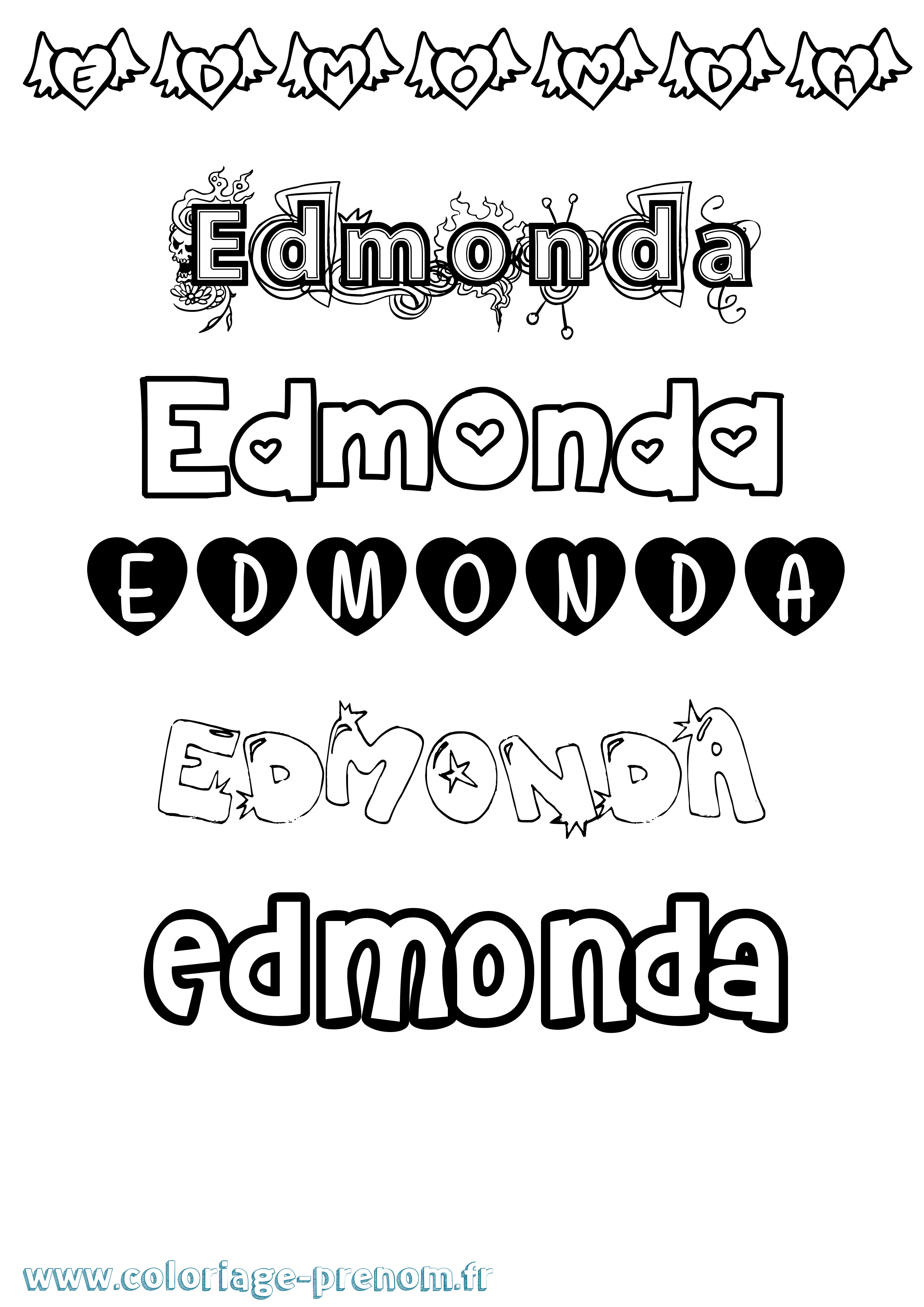 Coloriage Edmonda Girly Coloriage prénom Edmonda Girly