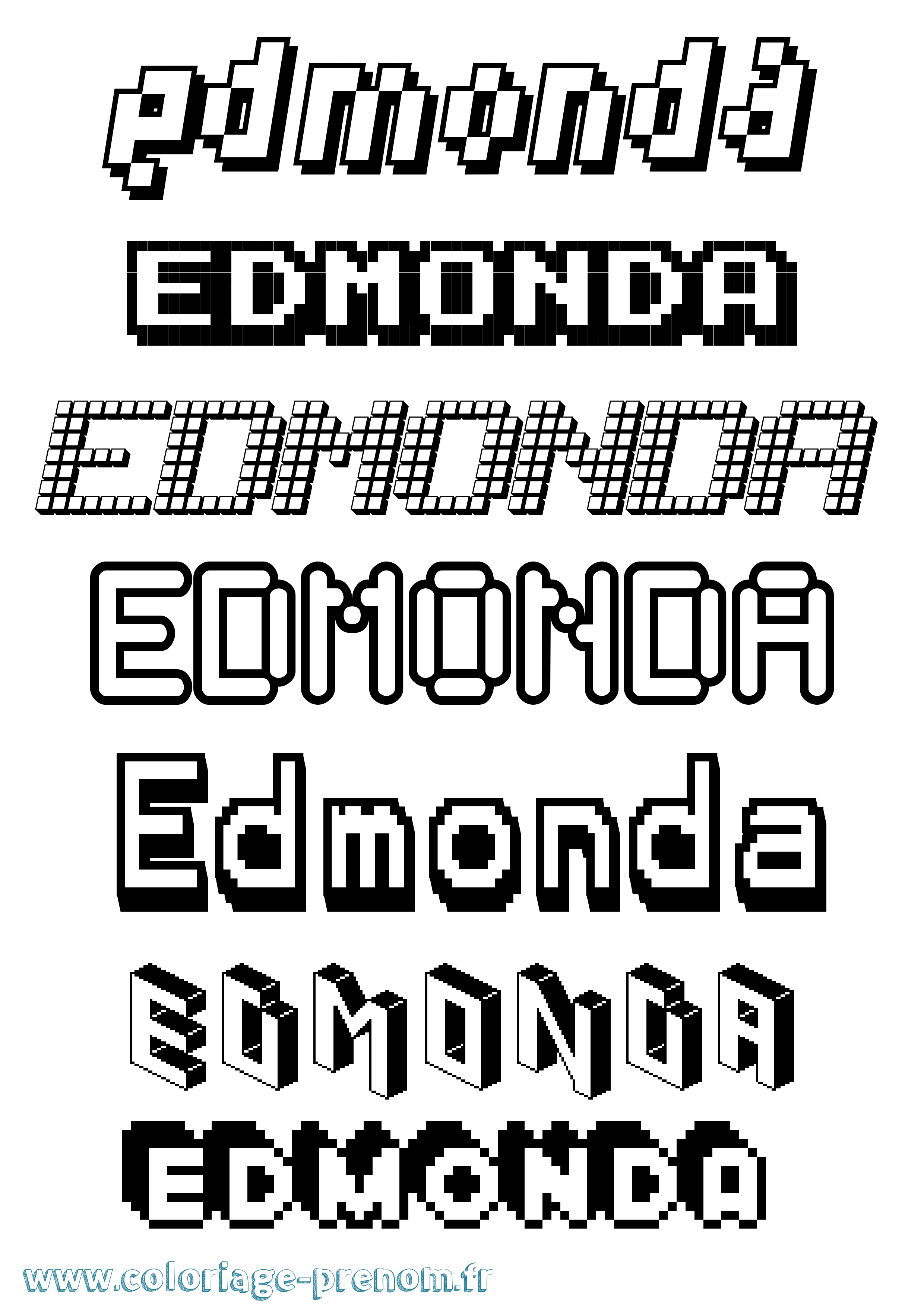 Coloriage Edmonda Pixel Coloriage prénom Edmonda Pixel