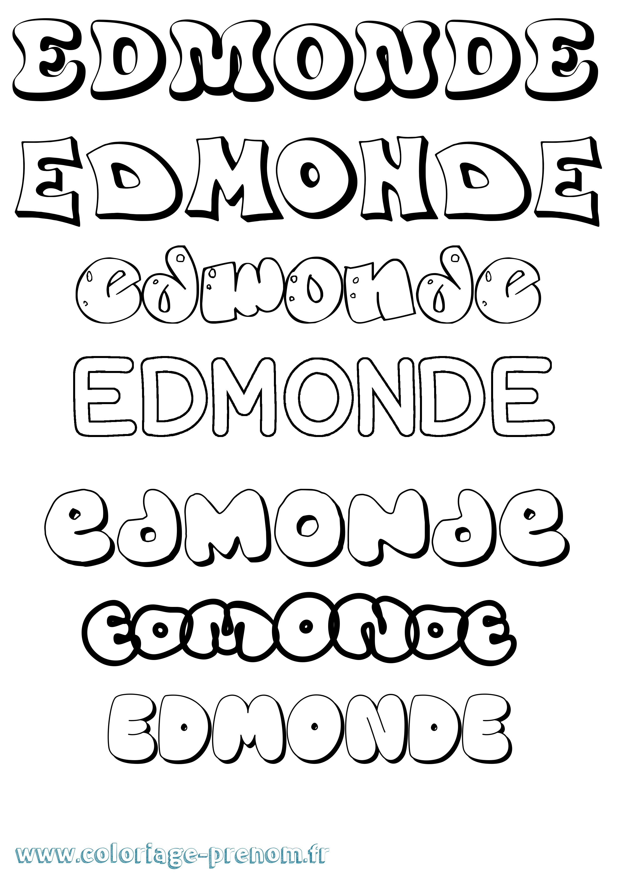 Coloriage prénom Edmonde Bubble