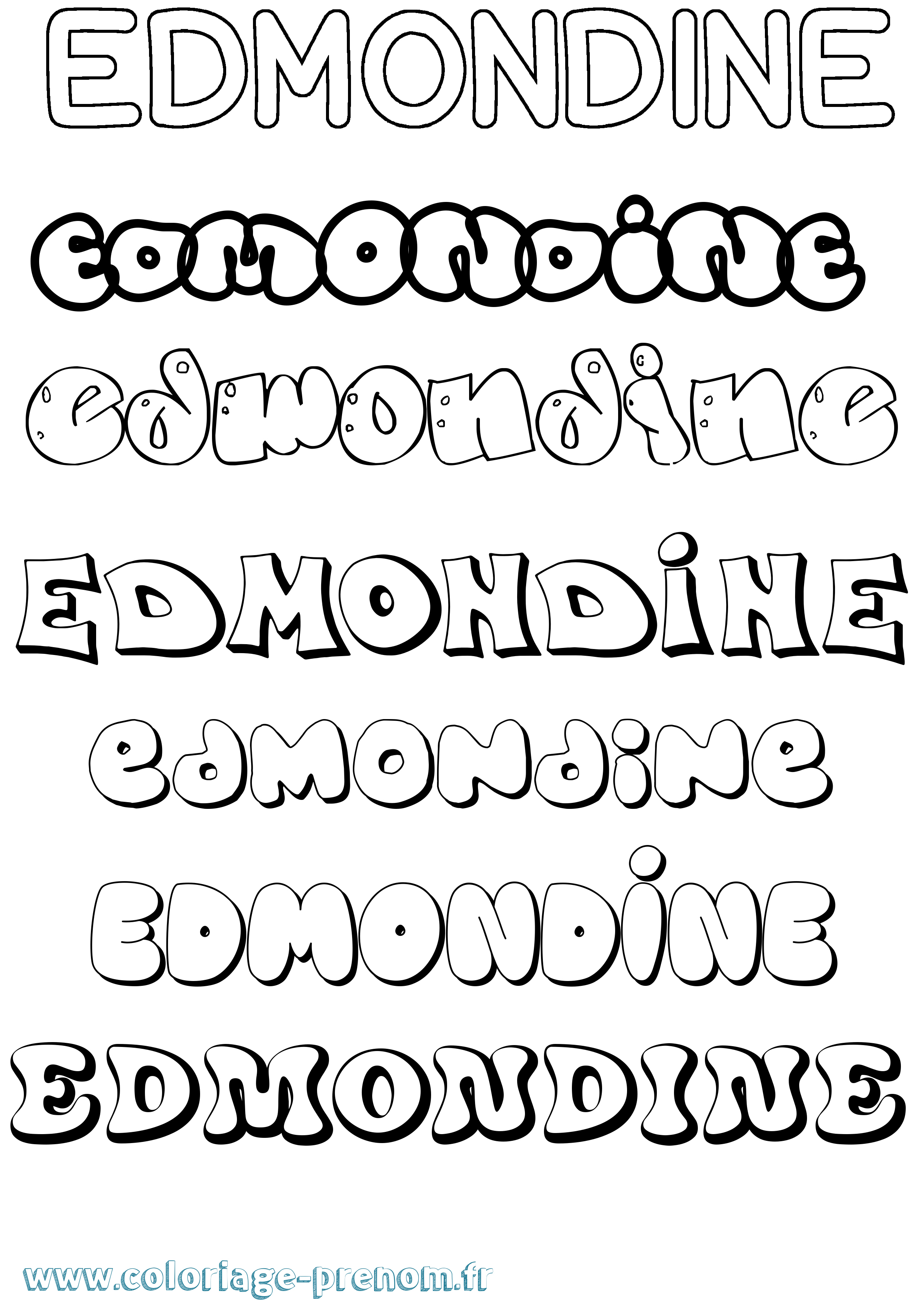 Coloriage Edmondine Bubble Coloriage prénom Edmondine Bubble
