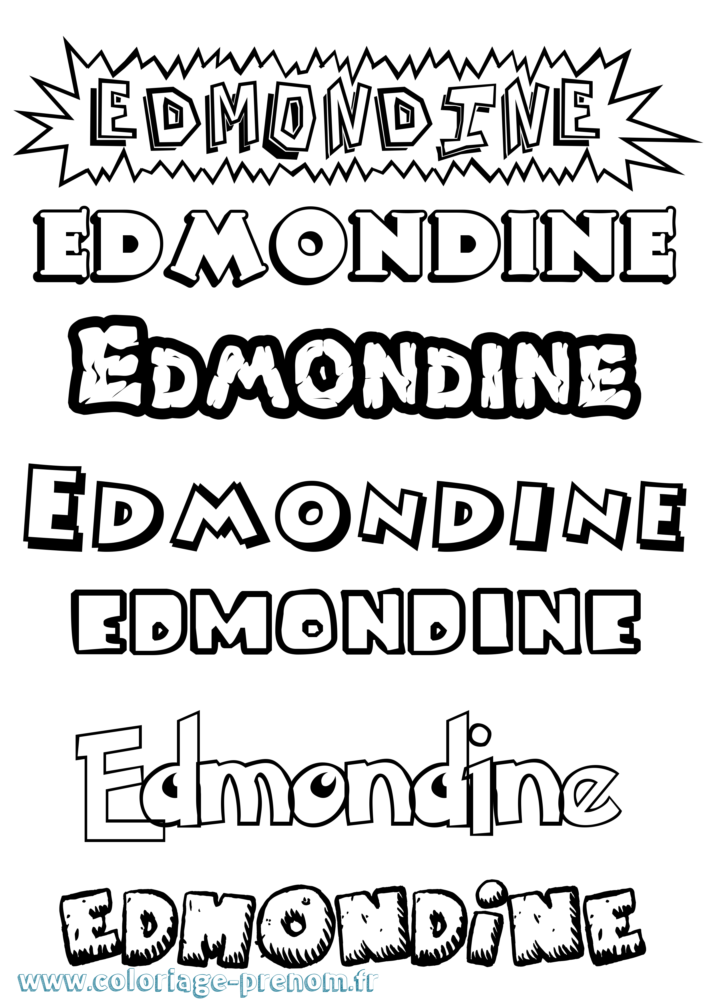 Coloriage Edmondine Dessin Animé Coloriage prénom Edmondine Dessin Animé