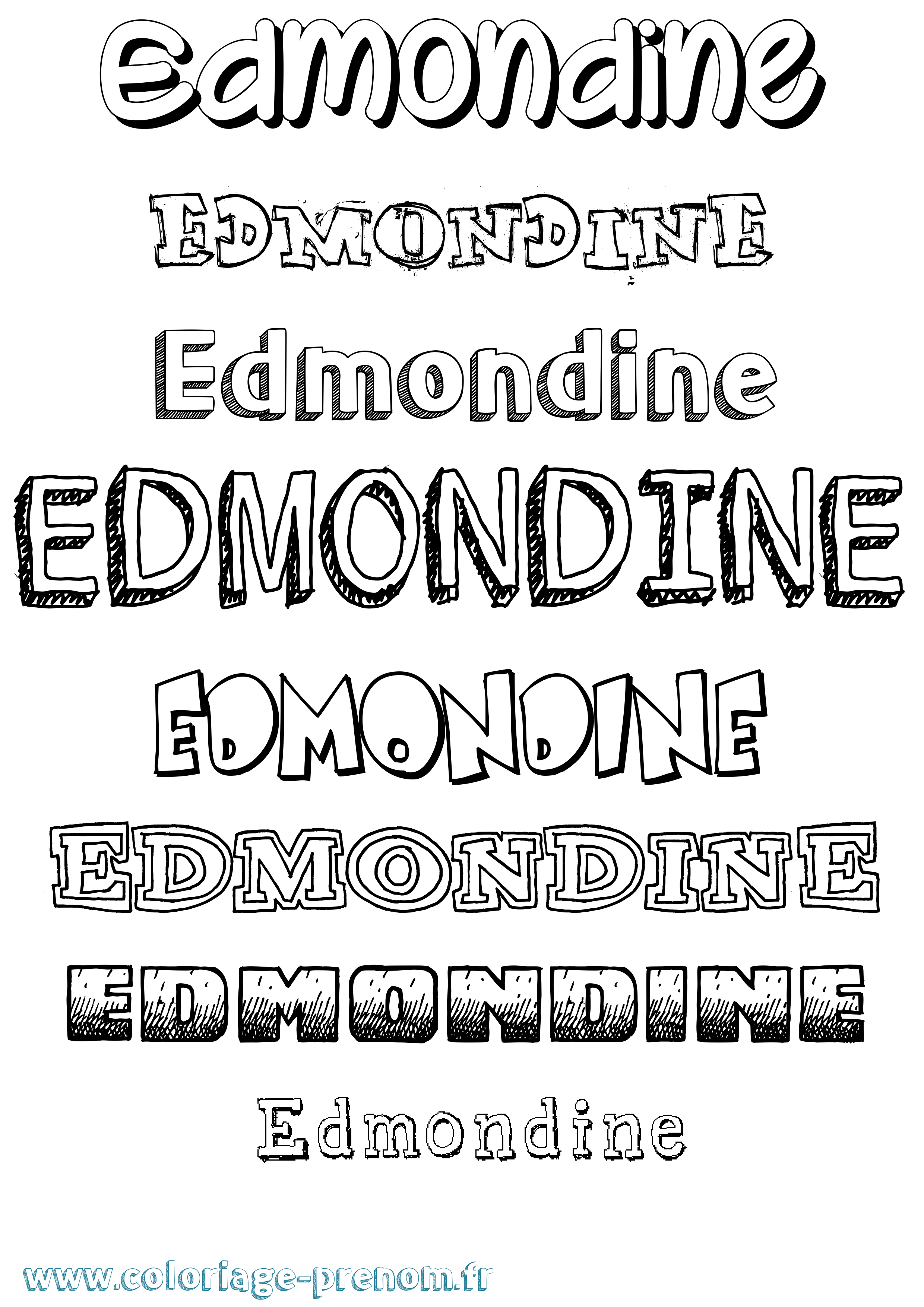 Coloriage Edmondine Dessiné Coloriage prénom Edmondine Dessiné