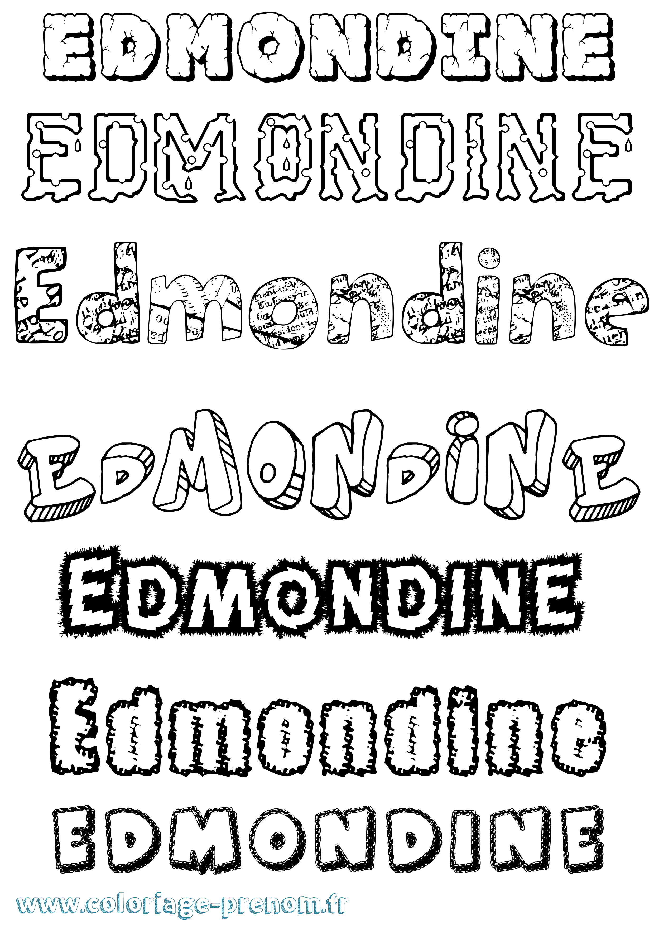 Coloriage Edmondine Destructuré Coloriage prénom Edmondine Destructuré
