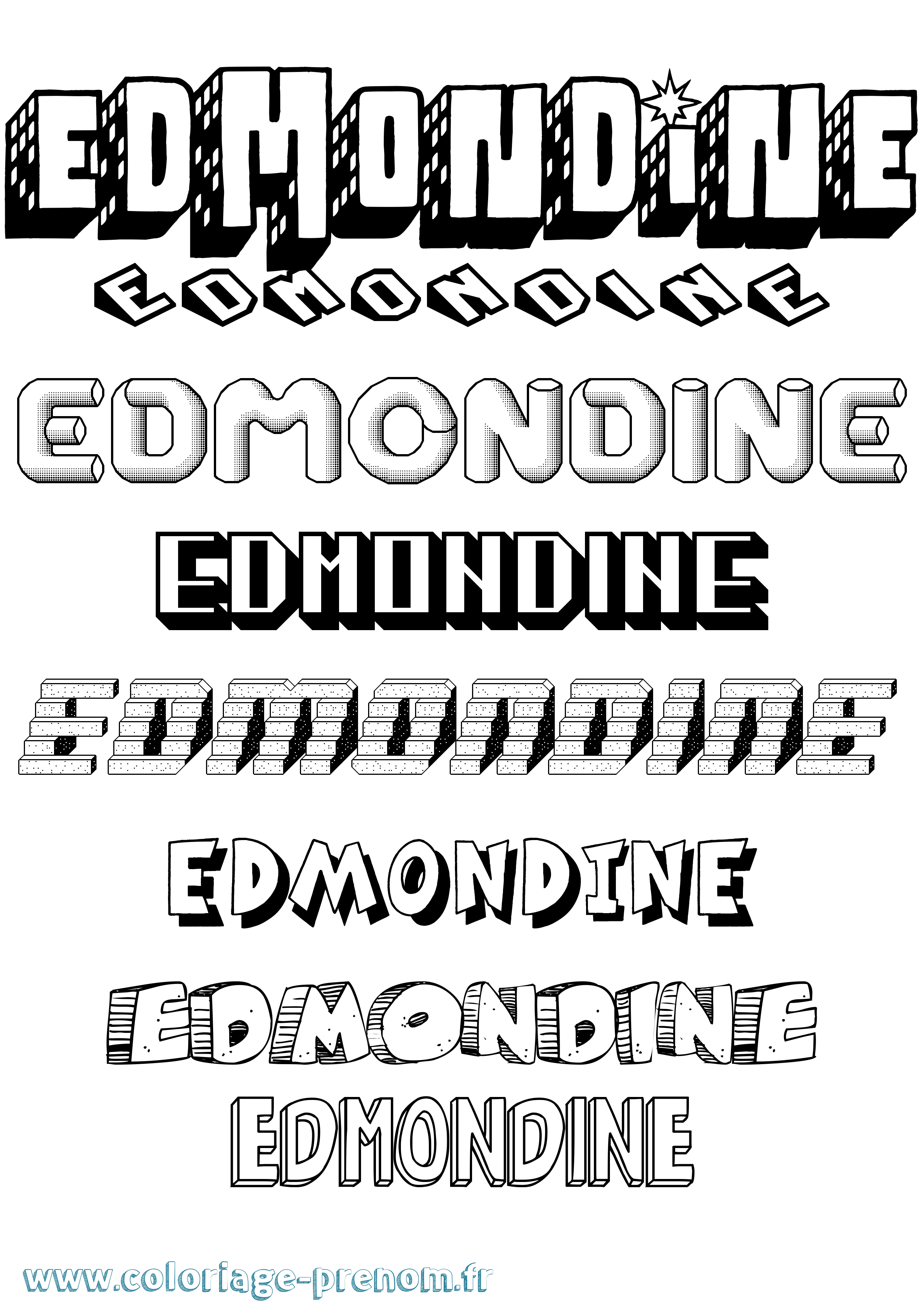 Coloriage Edmondine Effet 3D Coloriage prénom Edmondine Effet 3D