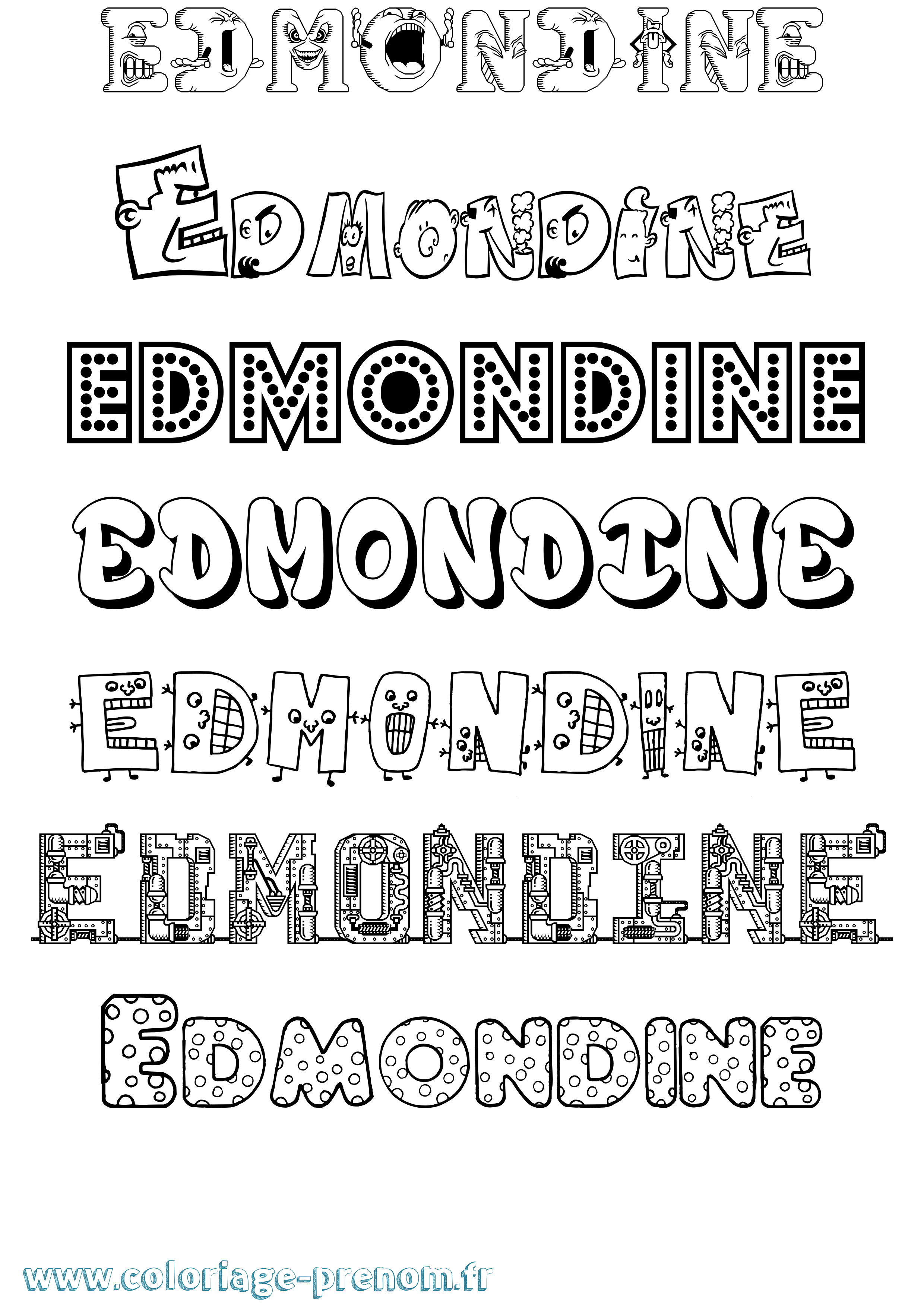 Coloriage prénom Edmondine Fun
