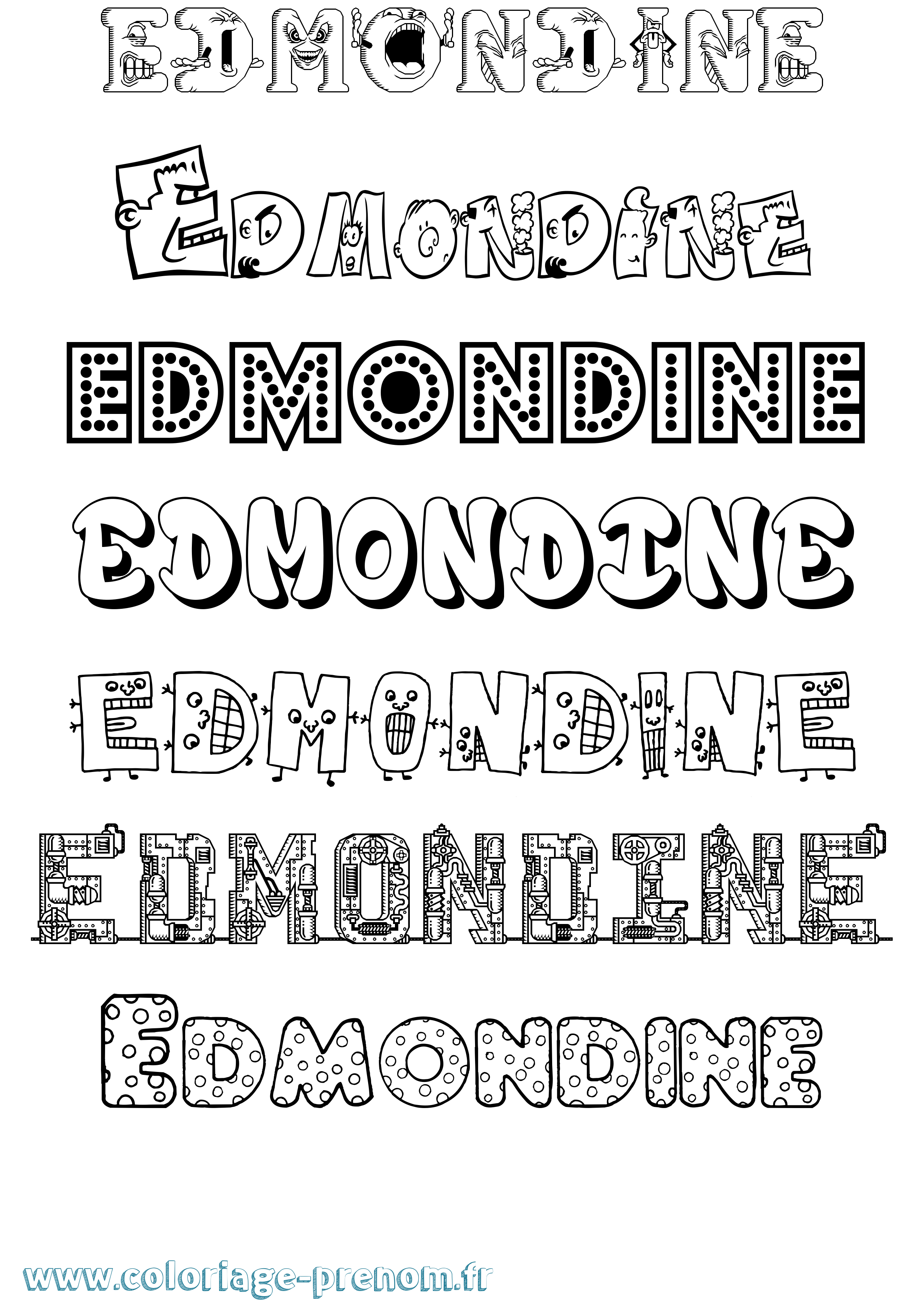 Coloriage Edmondine Fun Coloriage prénom Edmondine Fun