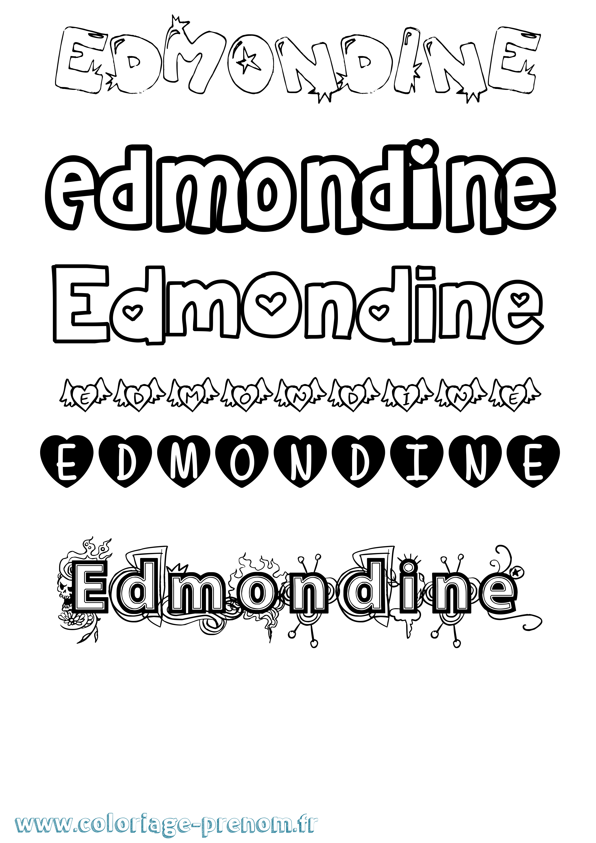Coloriage prénom Edmondine Girly