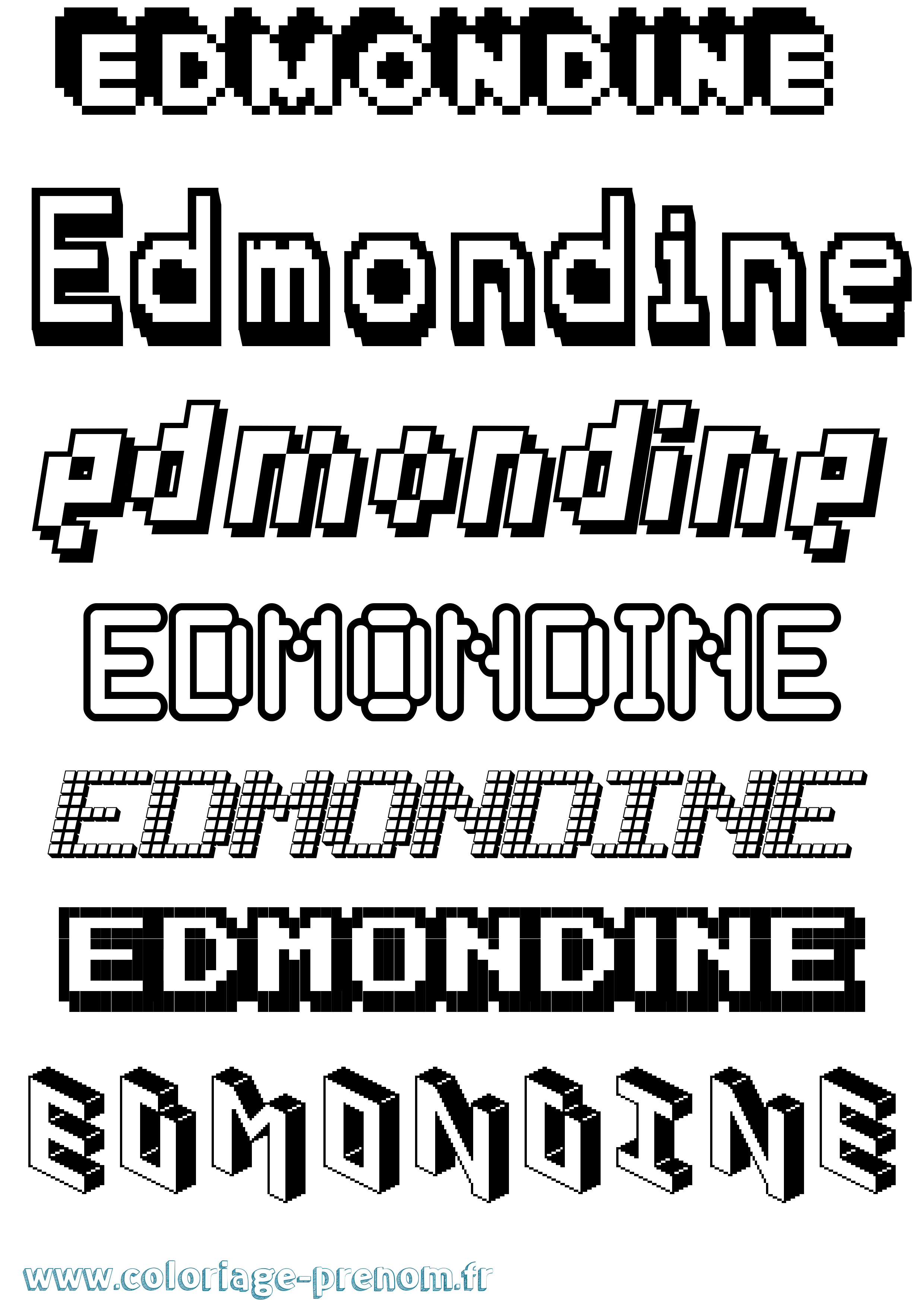 Coloriage prénom Edmondine Pixel