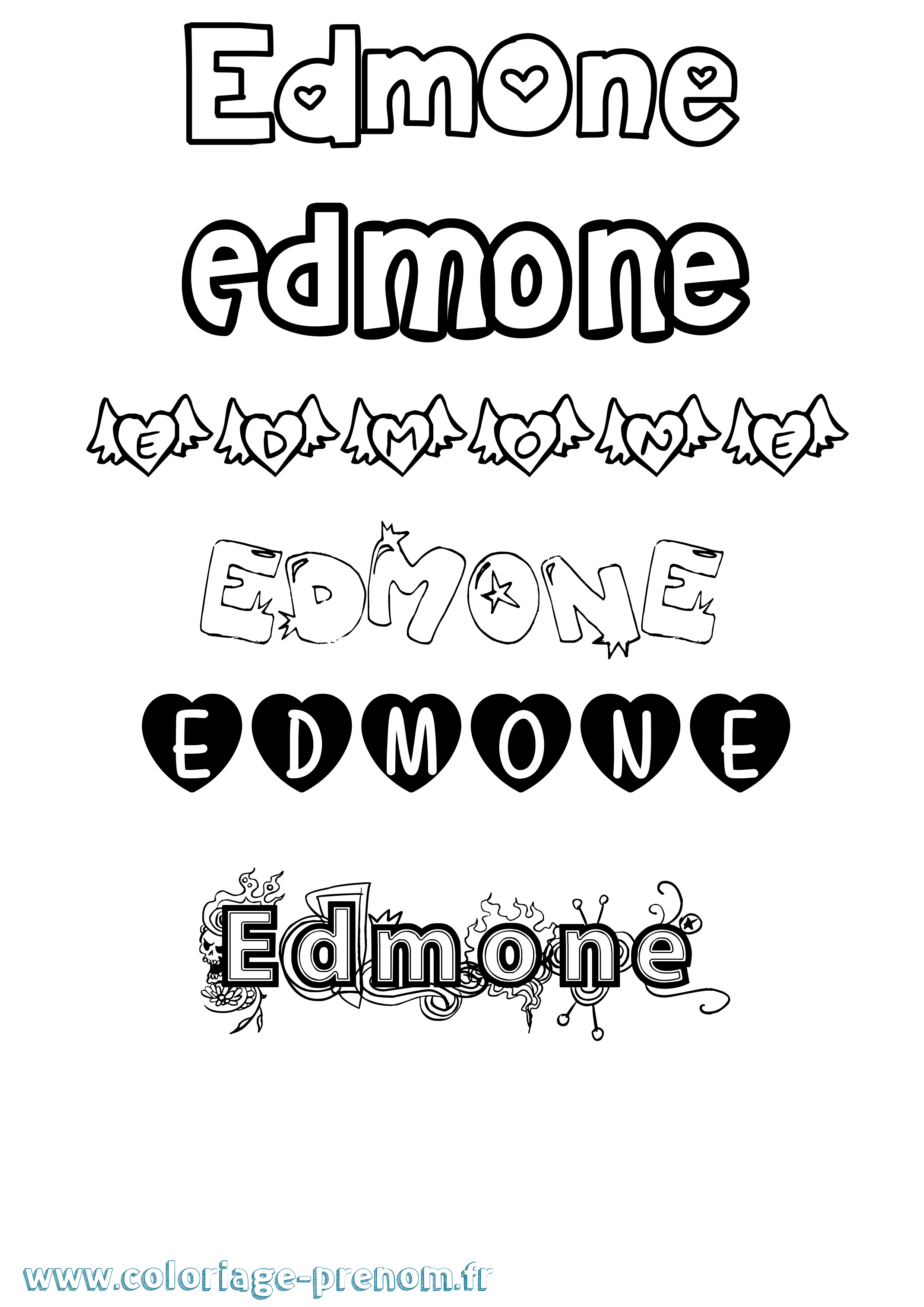 Coloriage Edmone Girly Coloriage prénom Edmone Girly