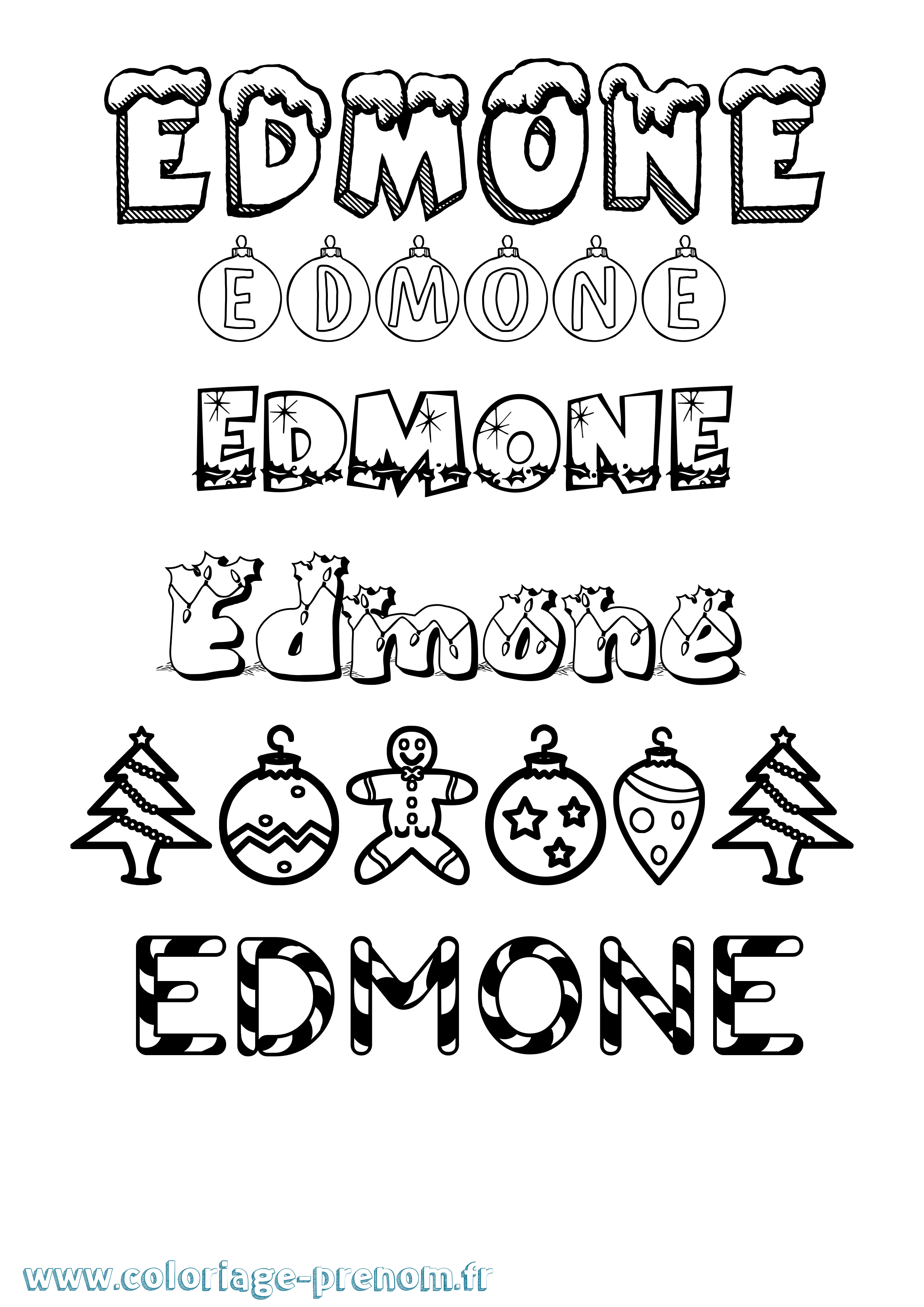Coloriage Edmone Noël Coloriage prénom Edmone Noël