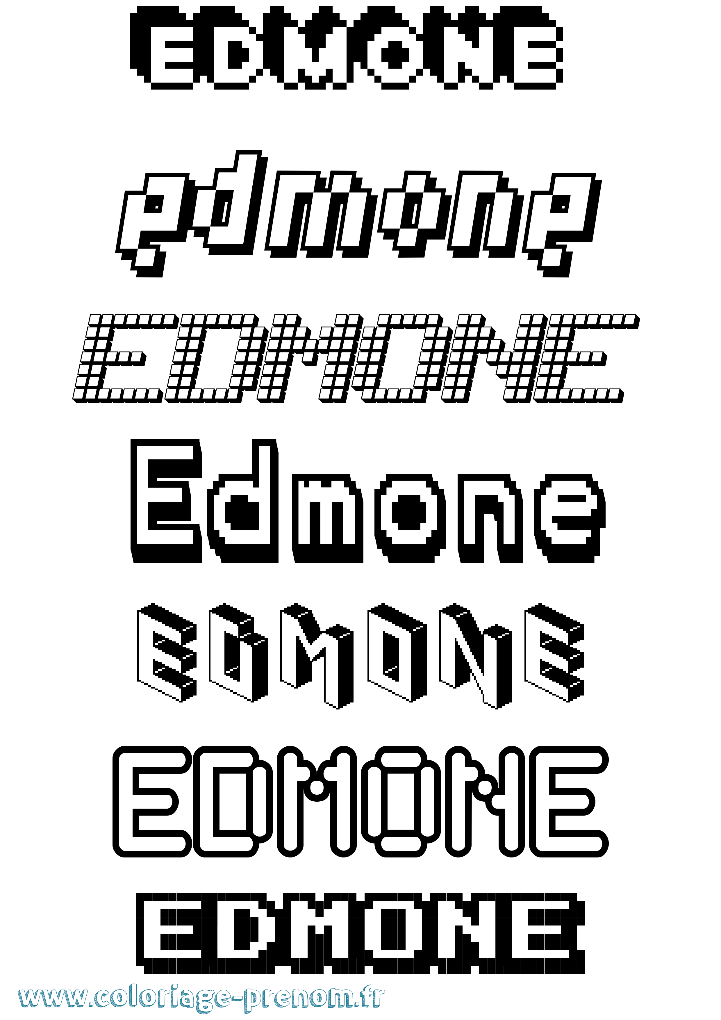 Coloriage Edmone Pixel Coloriage prénom Edmone Pixel
