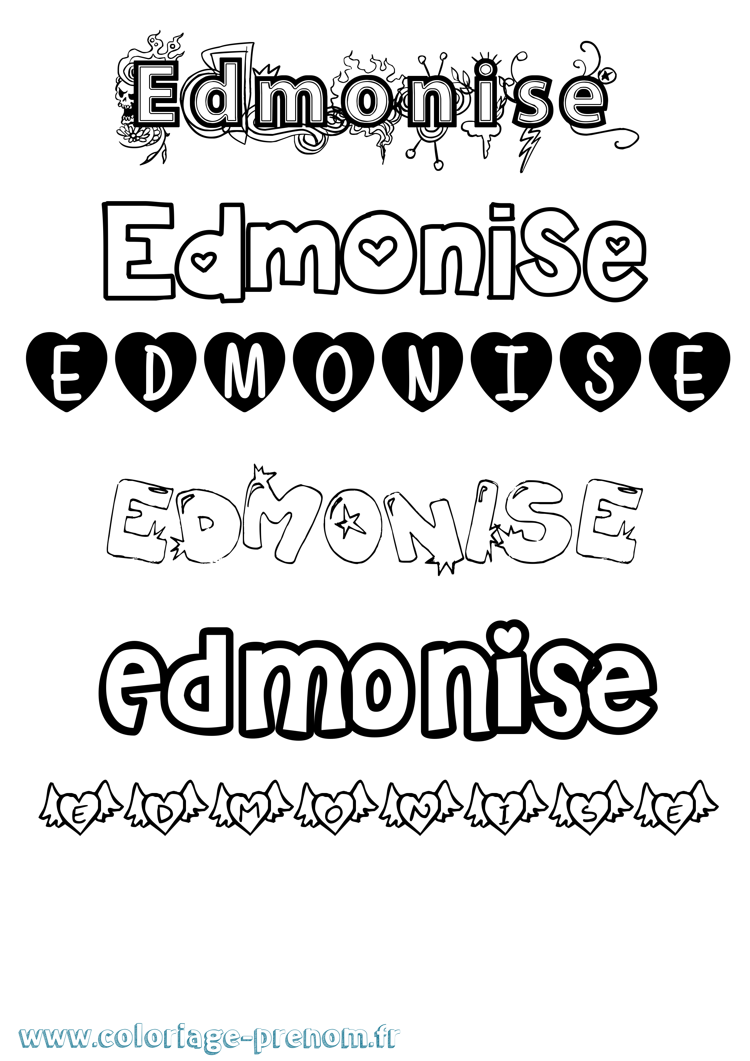 Coloriage prénom Edmonise Girly