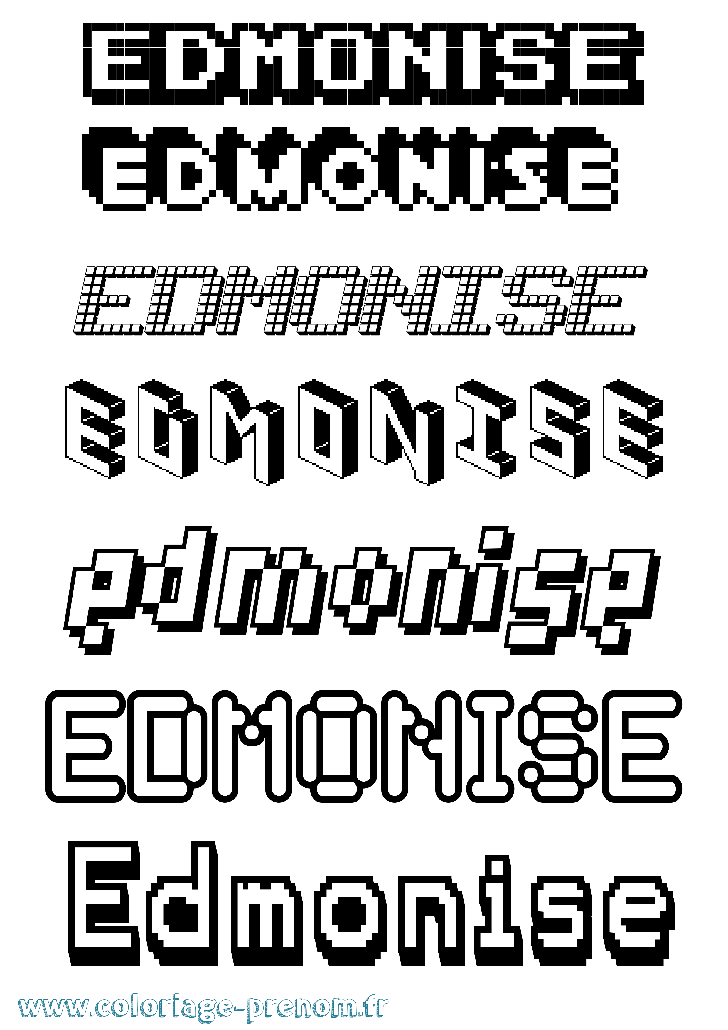 Coloriage prénom Edmonise Pixel