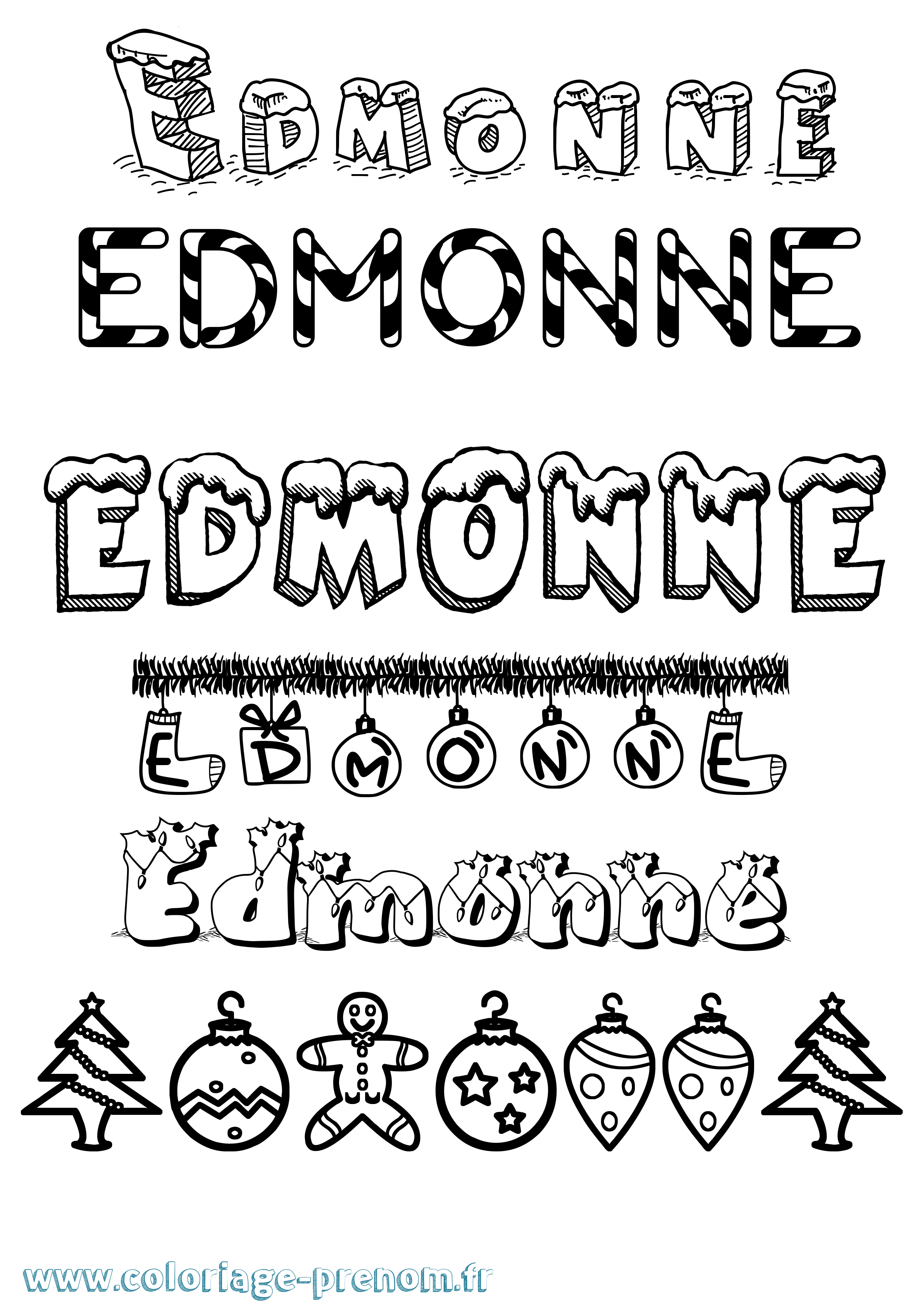 Coloriage Edmonne Noël Coloriage prénom Edmonne Noël