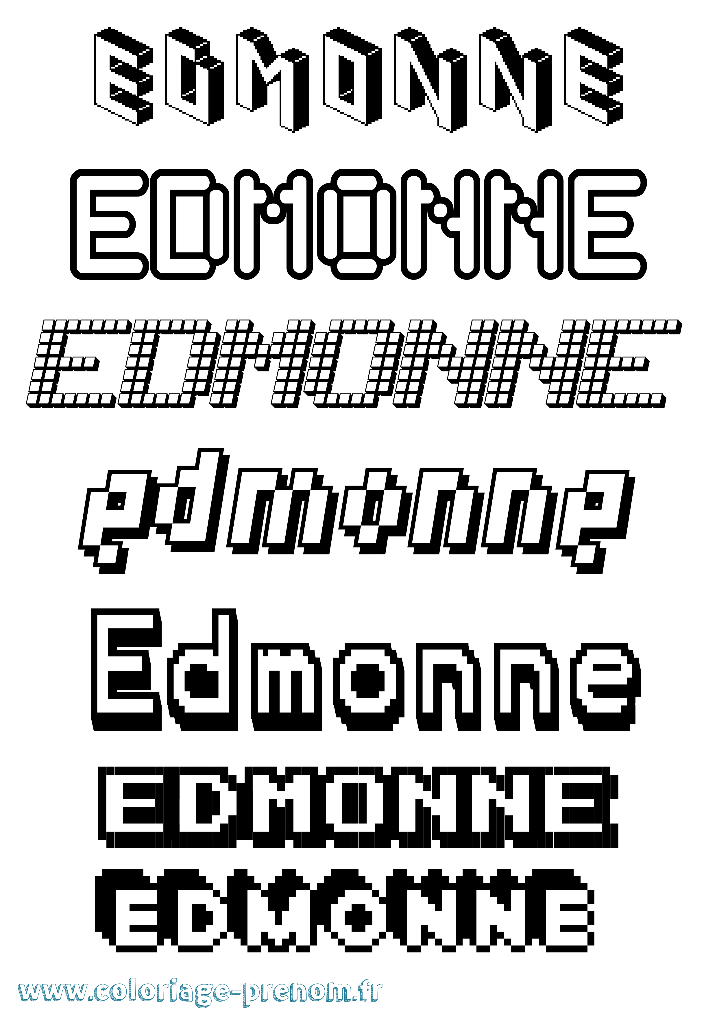 Coloriage prénom Edmonne Pixel