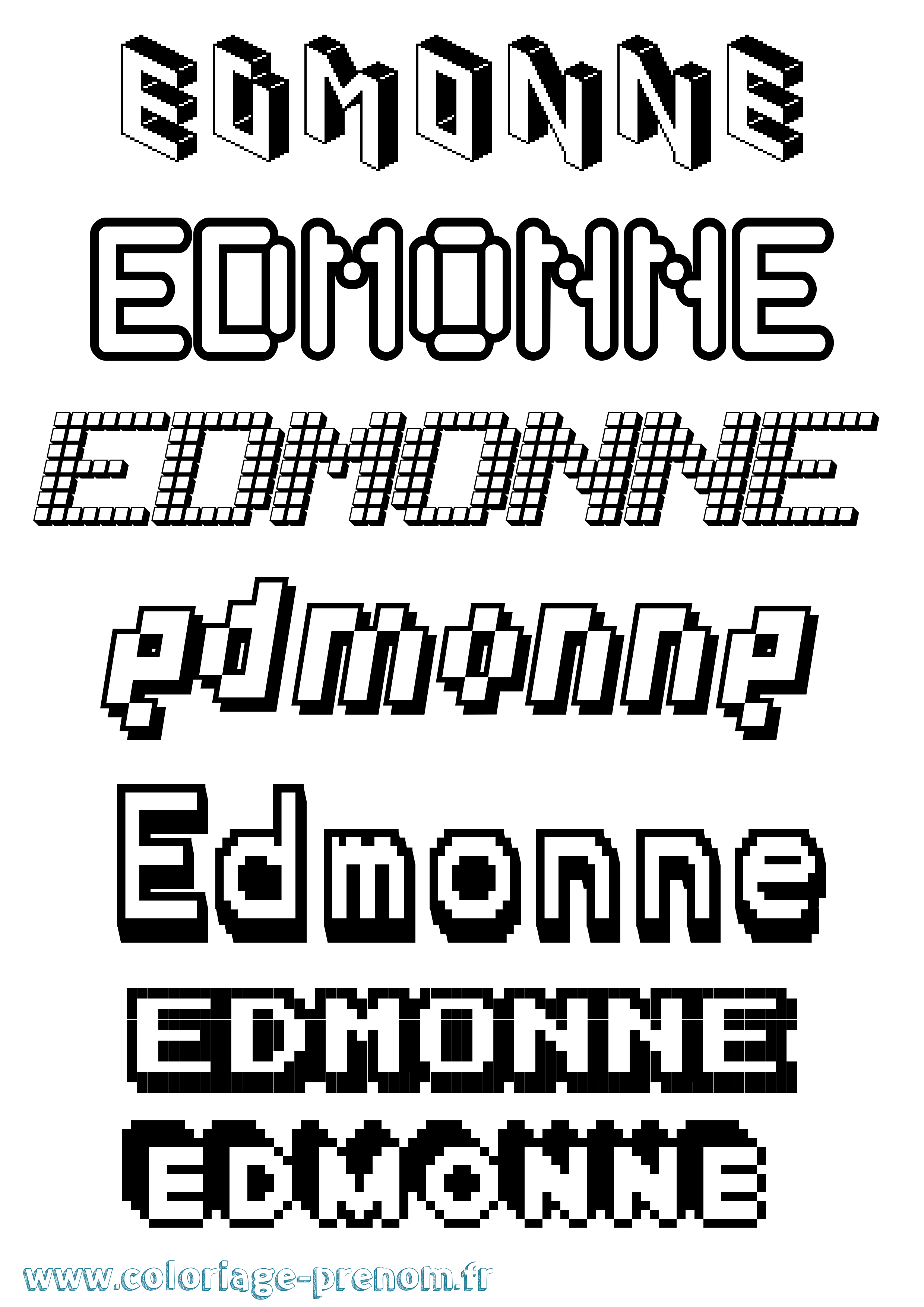 Coloriage Edmonne Pixel Coloriage prénom Edmonne Pixel