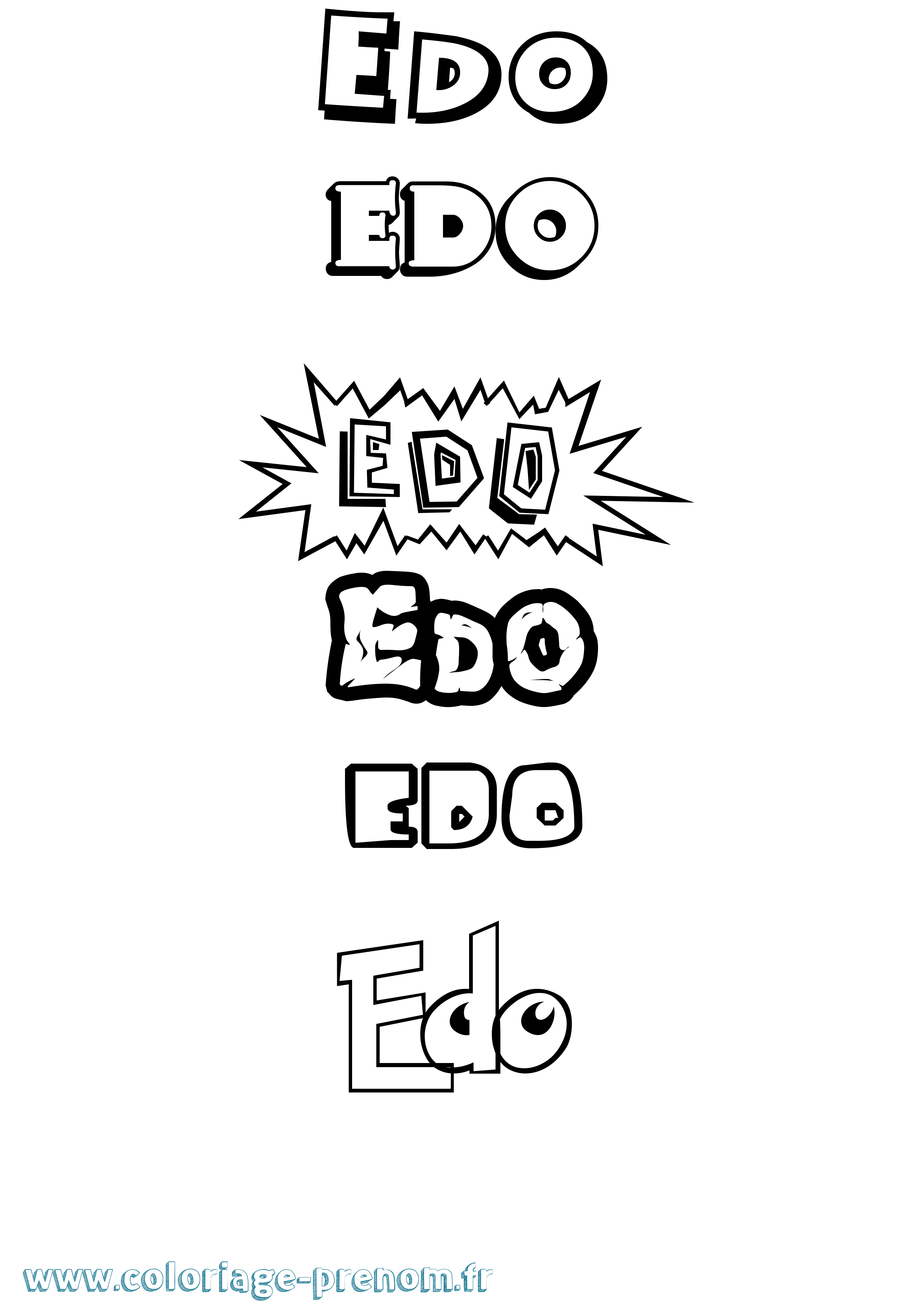 Coloriage Edo Dessin Animé Coloriage prénom Edo Dessin Animé