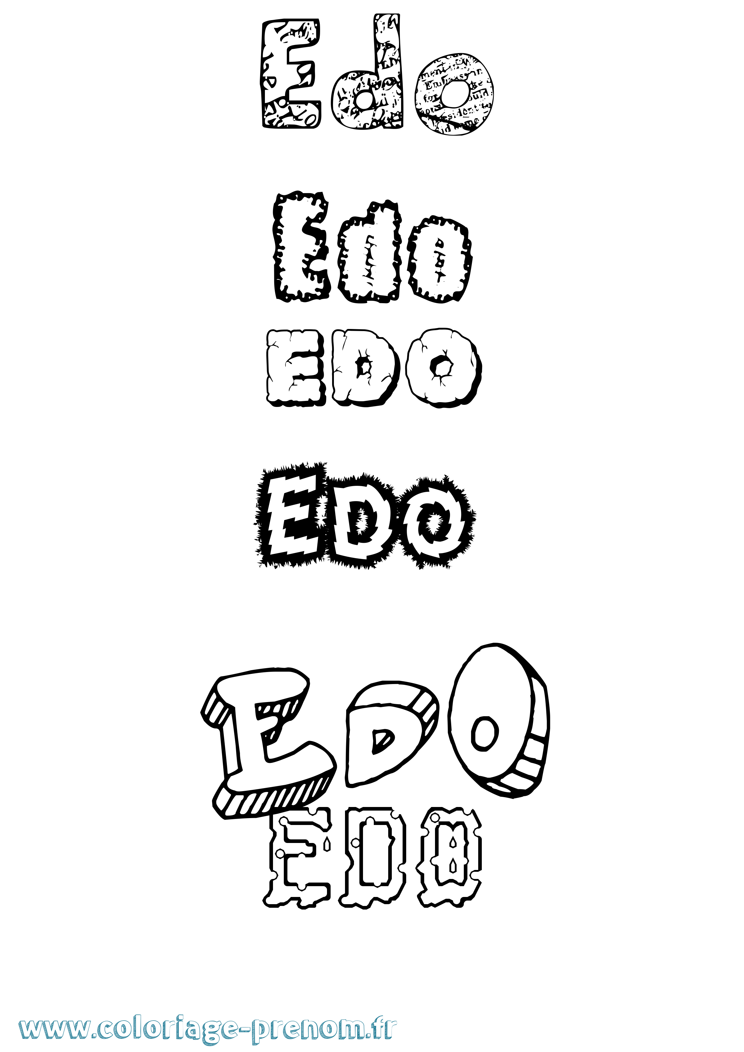 Coloriage Edo Destructuré Coloriage prénom Edo Destructuré