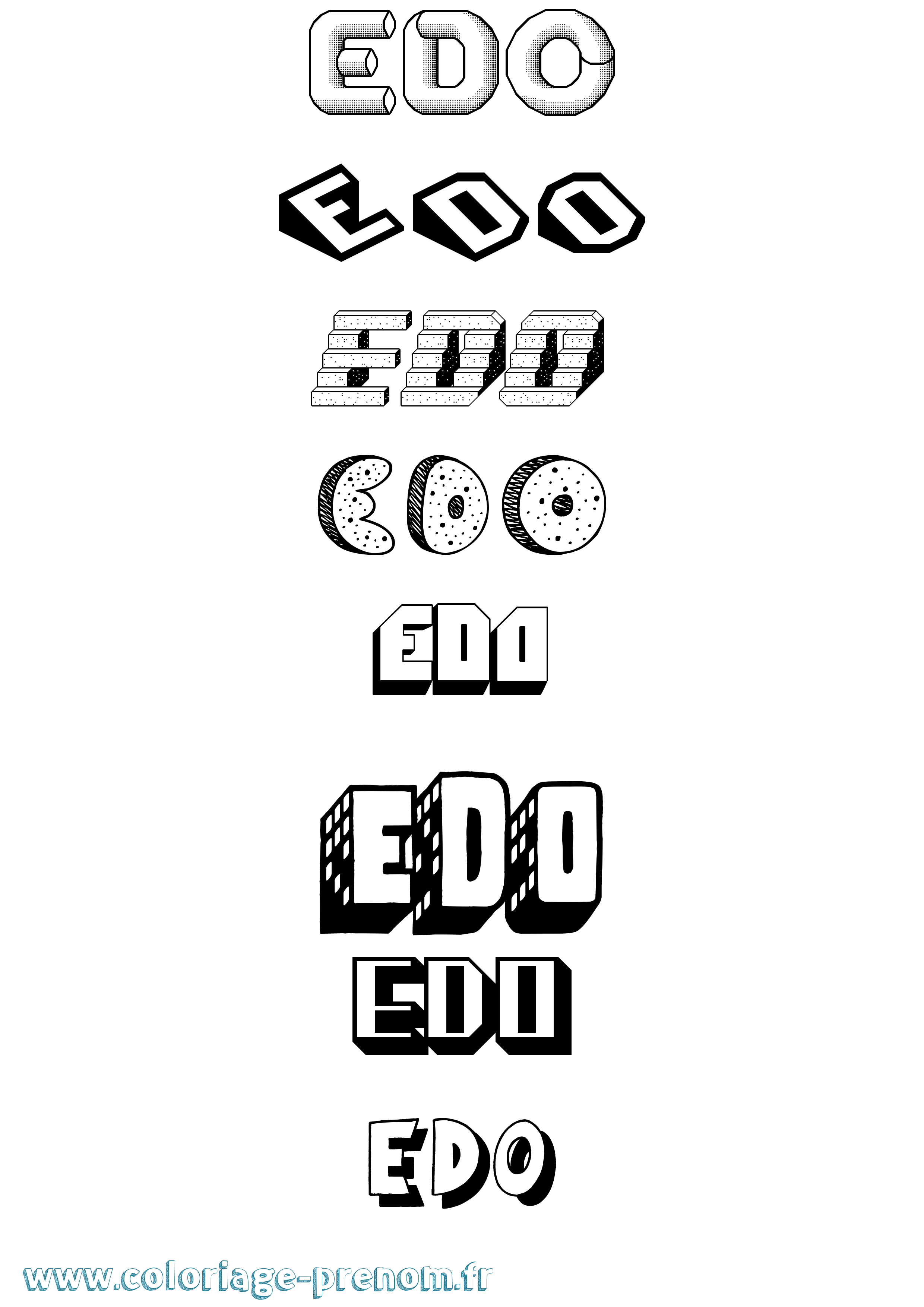 Coloriage Edo Effet 3D Coloriage prénom Edo Effet 3D