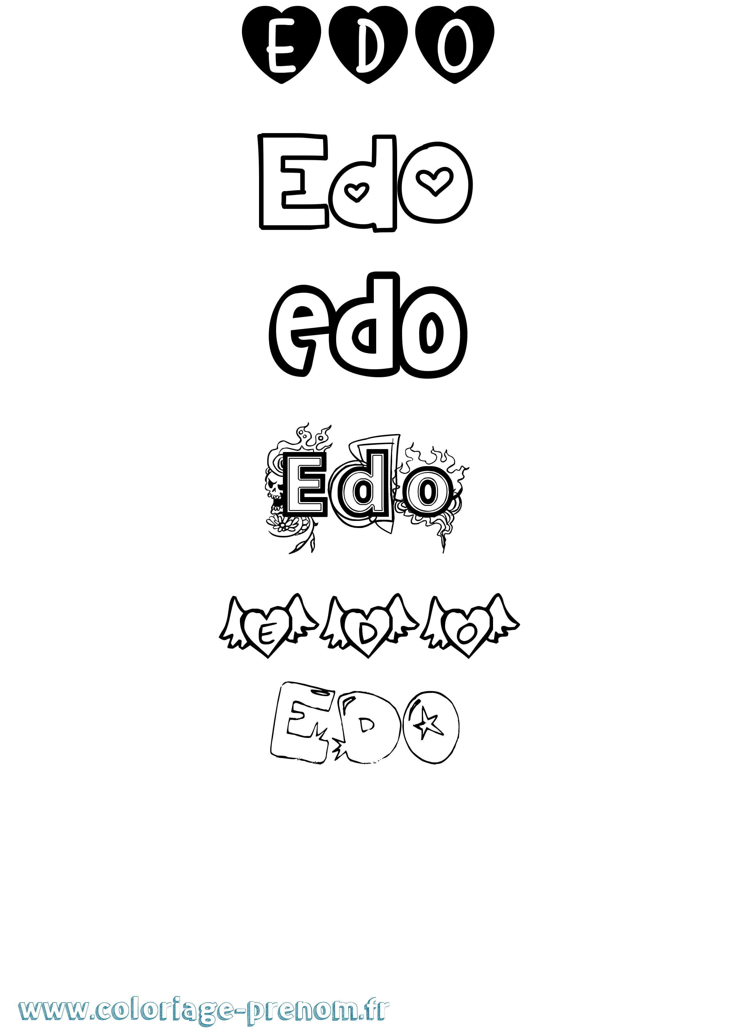 Coloriage Edo Girly Coloriage prénom Edo Girly