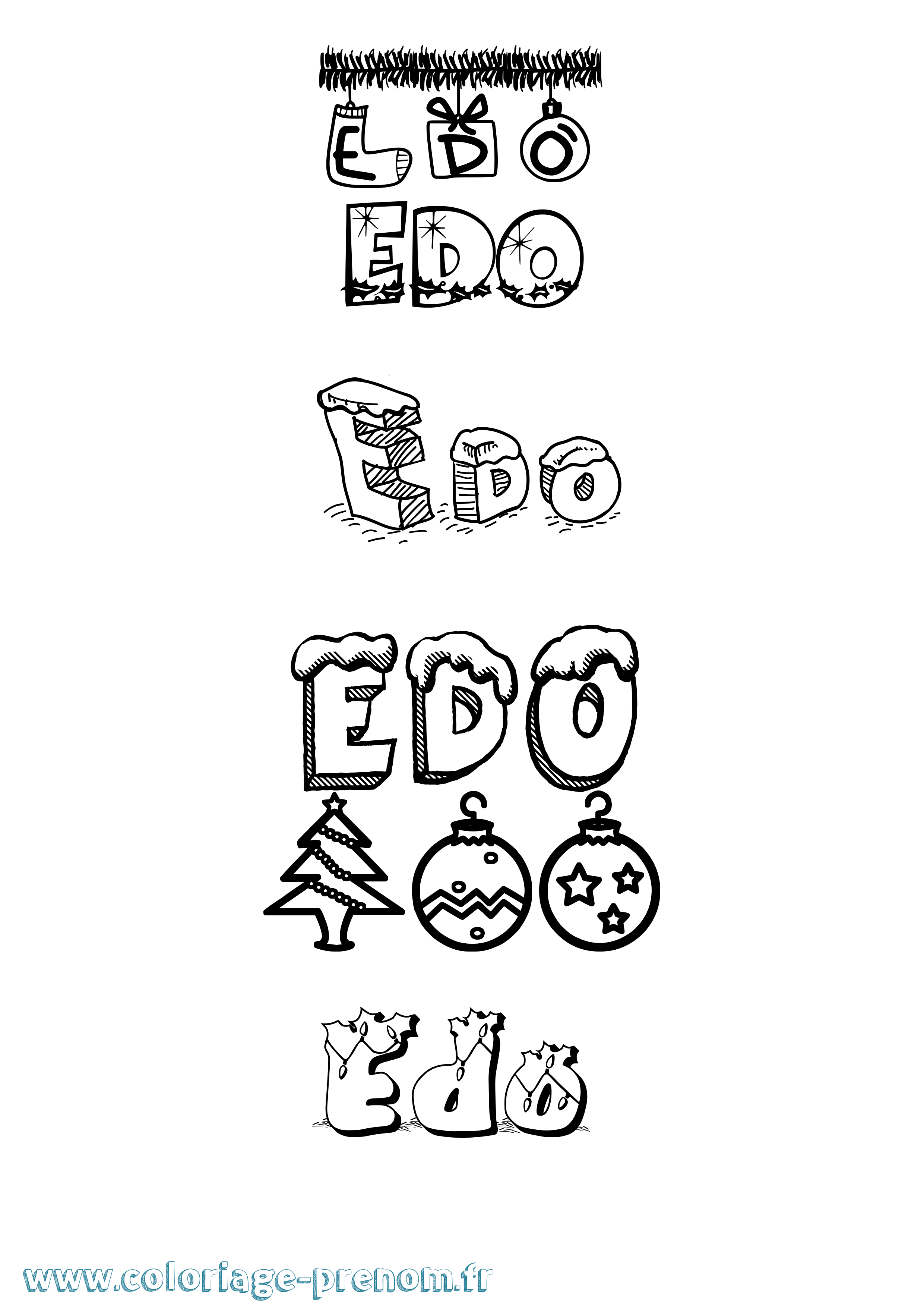 Coloriage Edo Noël Coloriage prénom Edo Noël