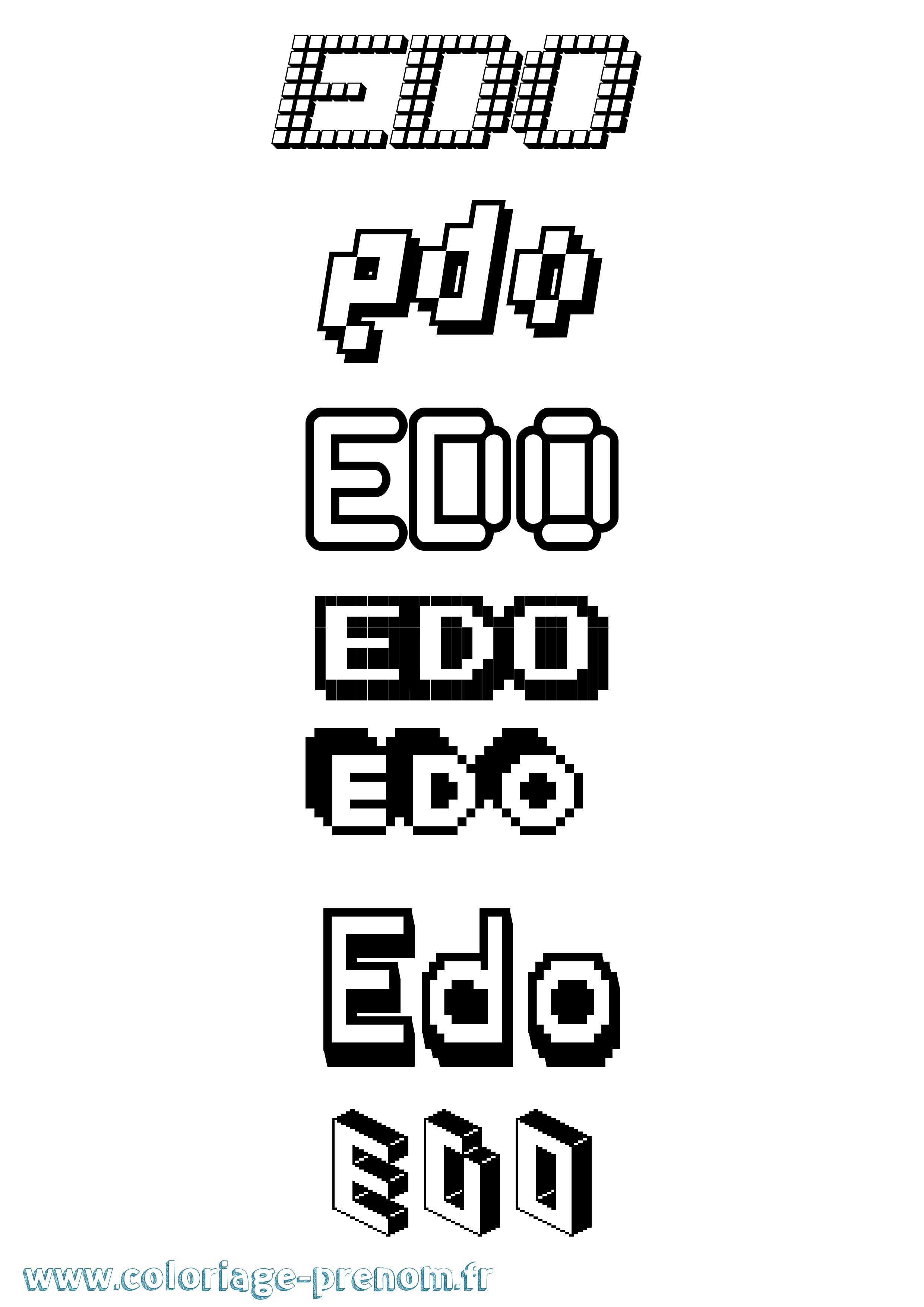 Coloriage Edo Pixel Coloriage prénom Edo Pixel
