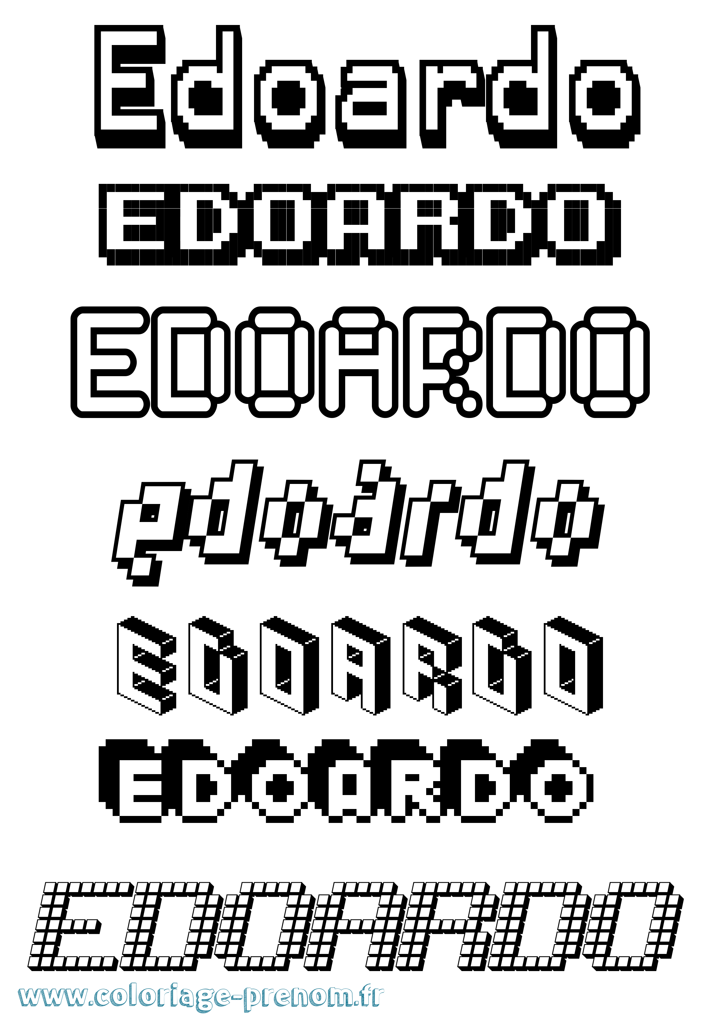 Coloriage prénom Edoardo Pixel