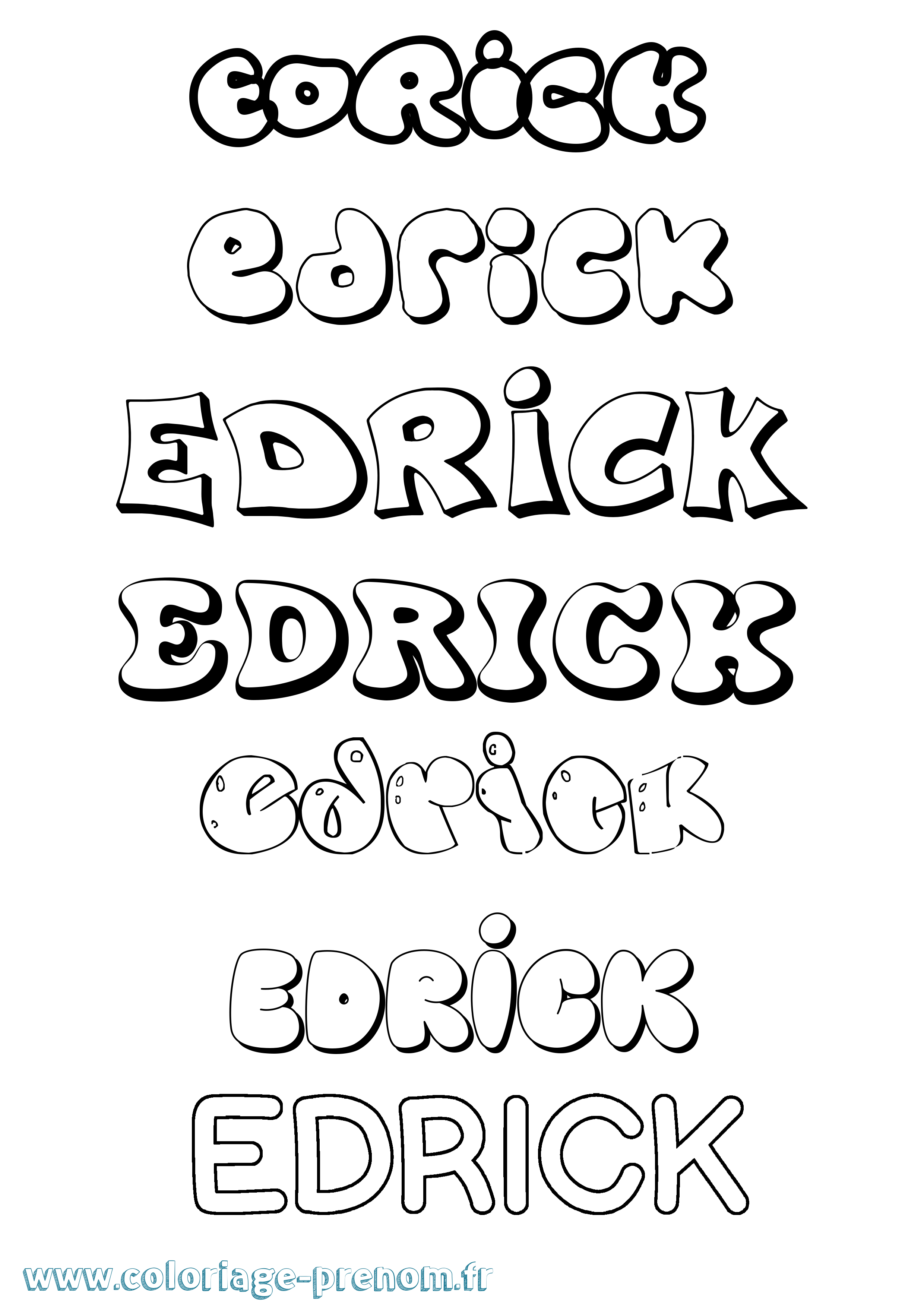 Coloriage prénom Edrick Bubble
