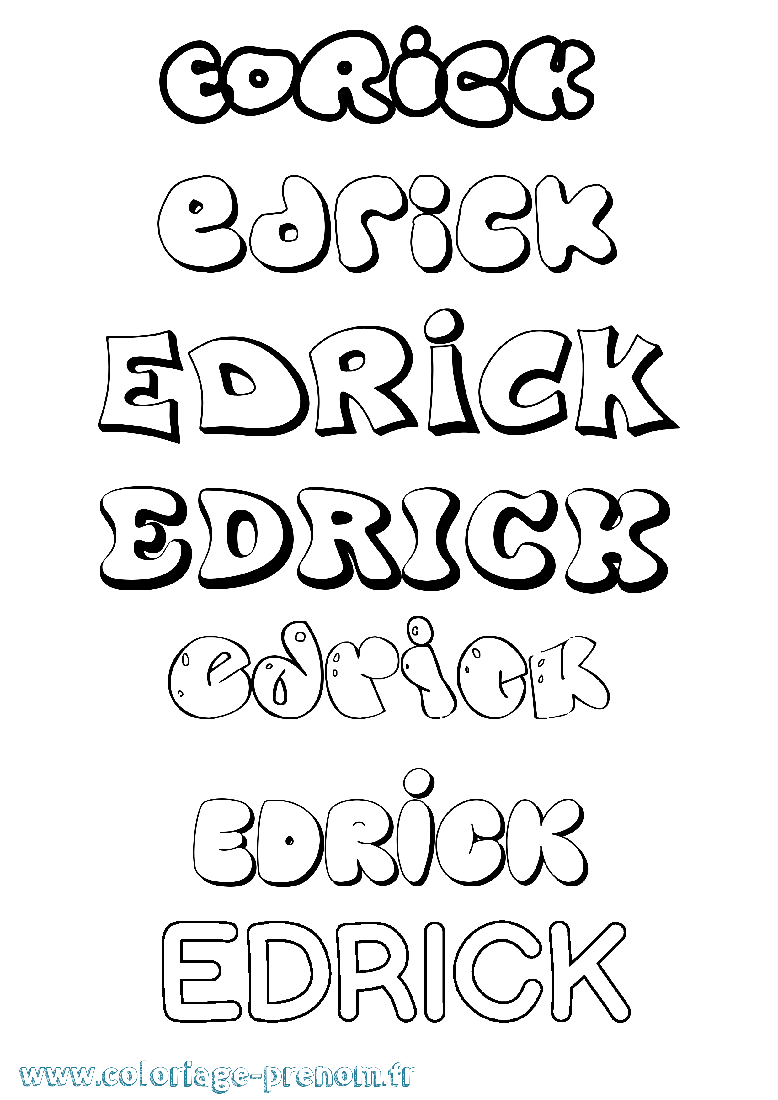 Coloriage Edrick Bubble Coloriage prénom Edrick Bubble