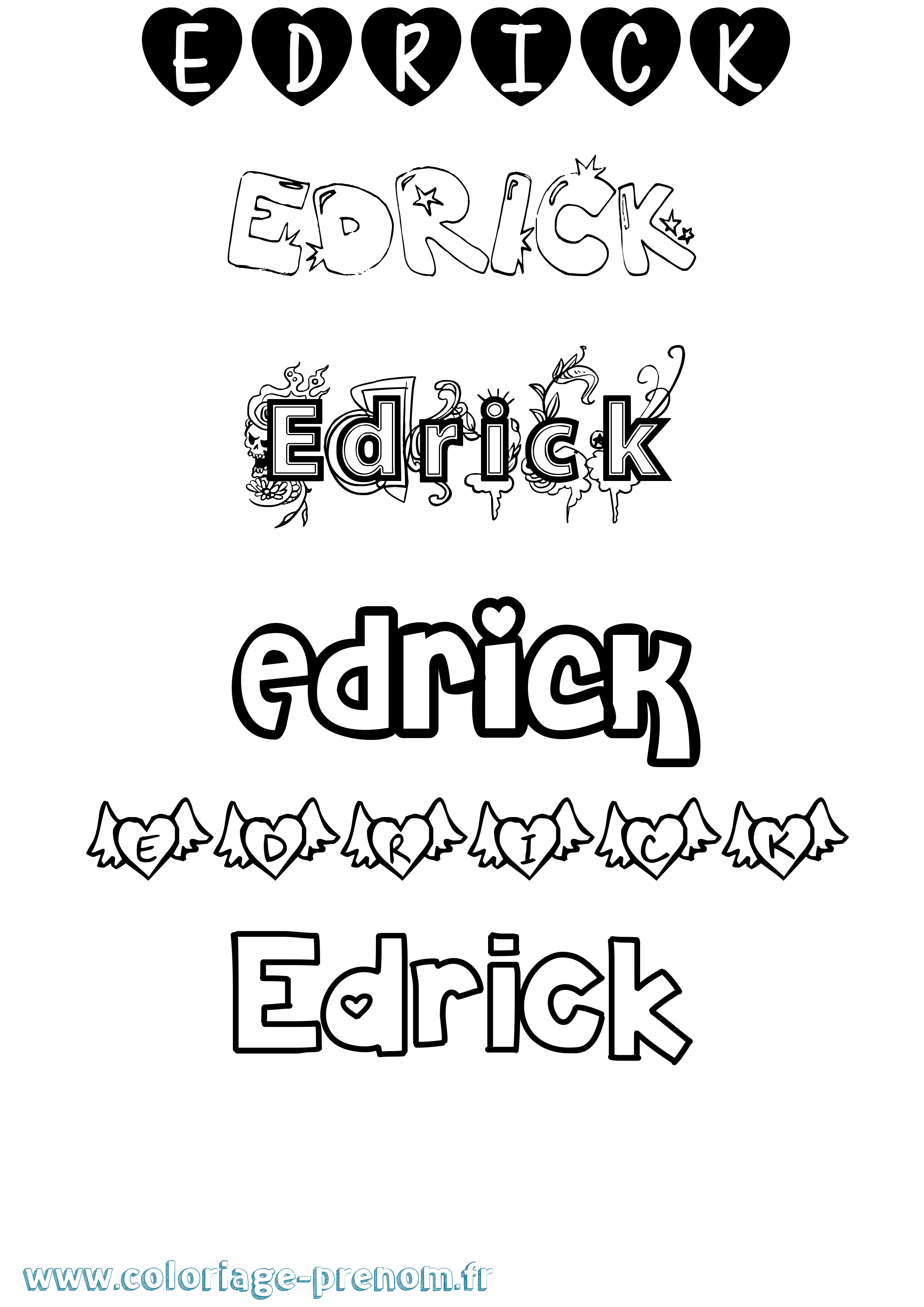 Coloriage Edrick Girly Coloriage prénom Edrick Girly