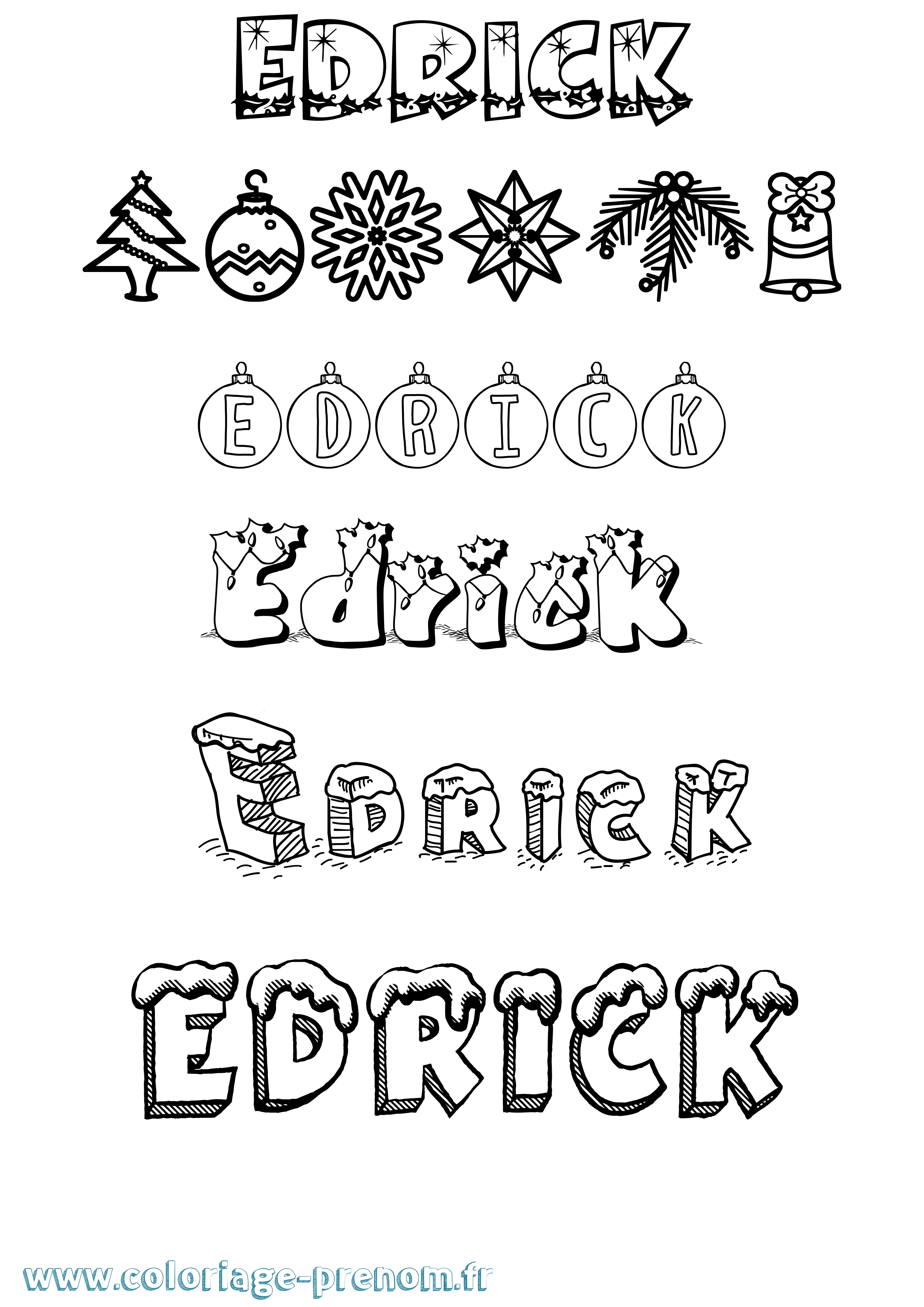 Coloriage Edrick Noël Coloriage prénom Edrick Noël