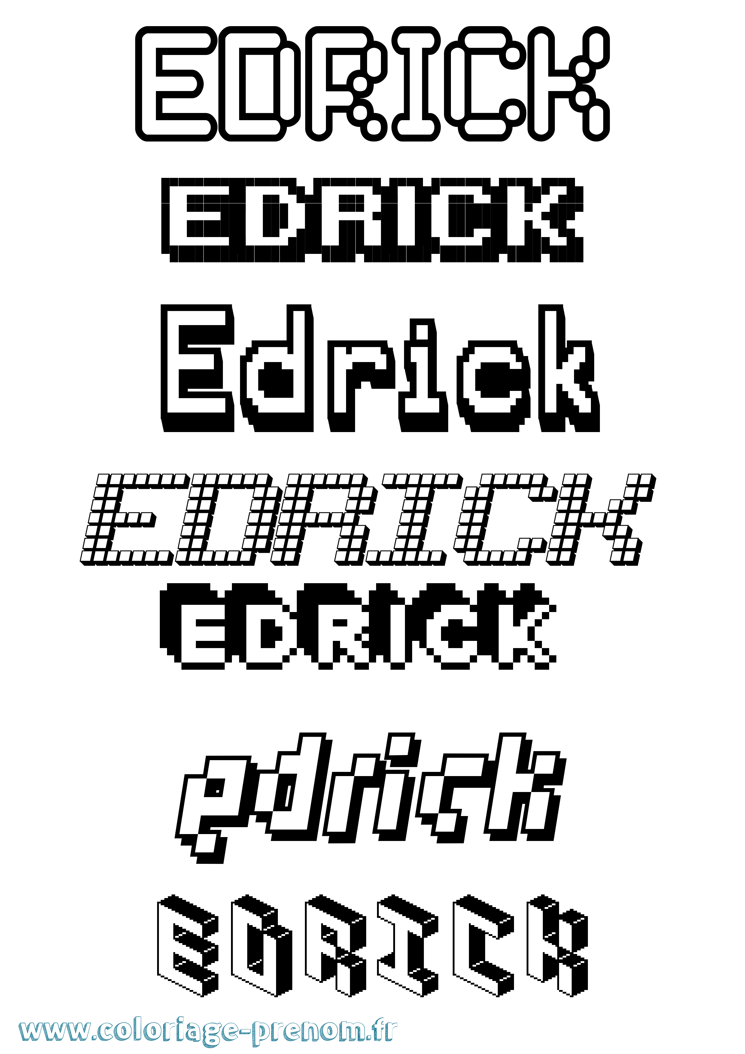 Coloriage prénom Edrick Pixel