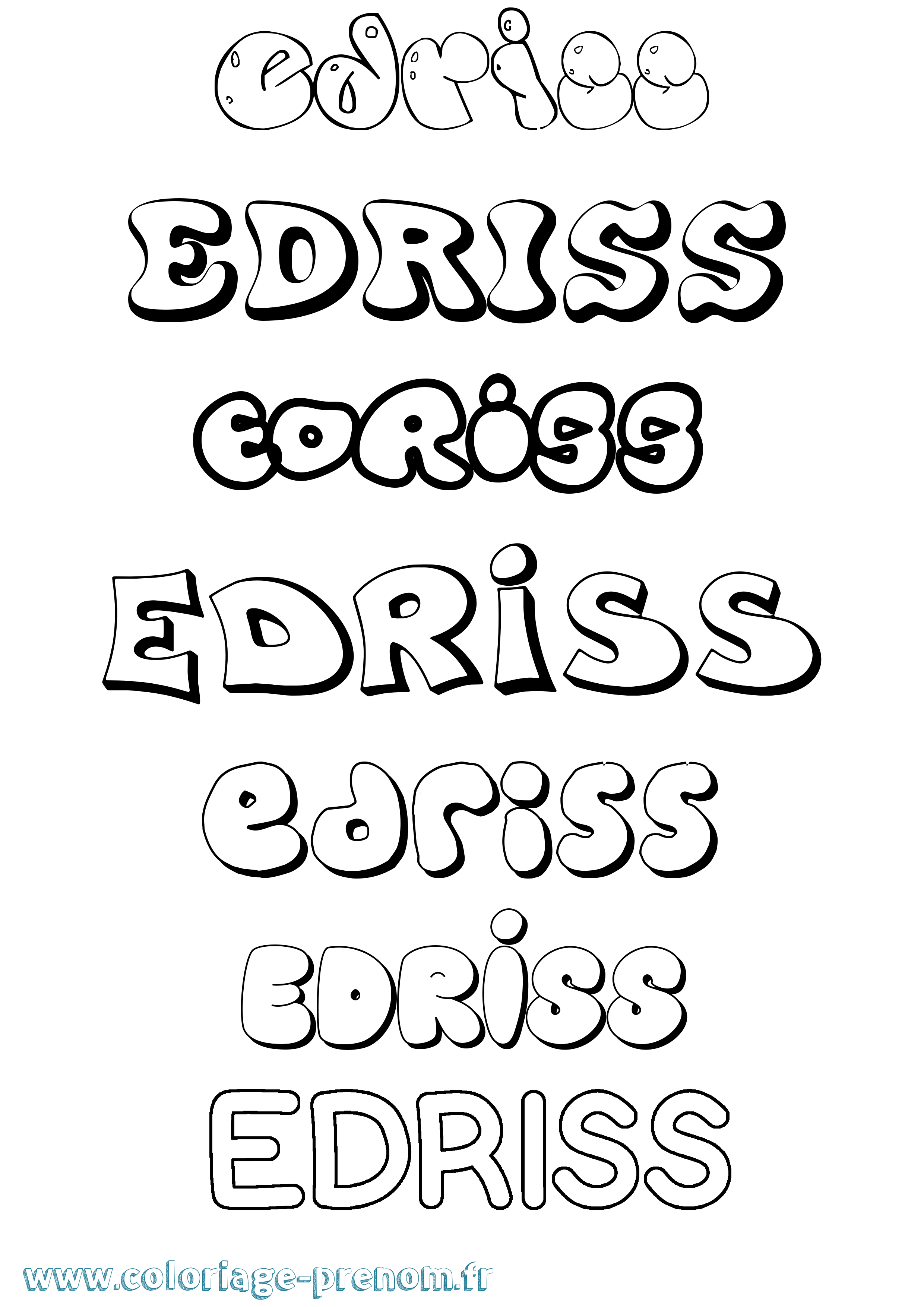 Coloriage Edriss Bubble Coloriage prénom Edriss Bubble