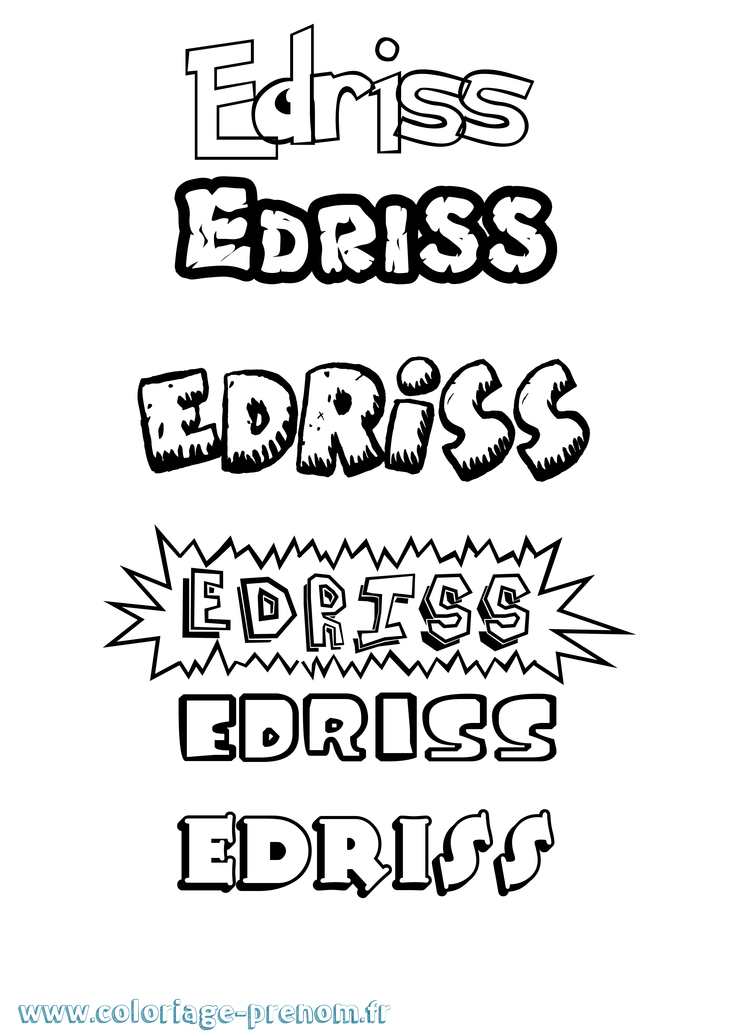 Coloriage Edriss Dessin Animé Coloriage prénom Edriss Dessin Animé